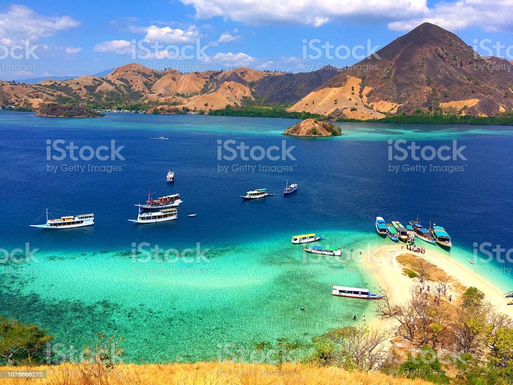 Tourist Boats At The Coast Of Kelor Island Komodo Island Labuan Bajo Flores Indonesia Image Now