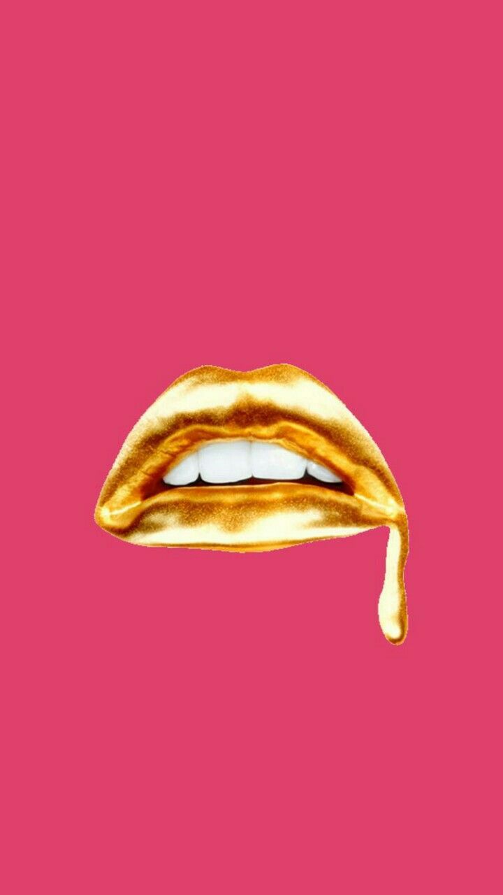 Gold lips wallpaper. Pink wallpaper background, Gold lips wallpaper, Lip wallpaper