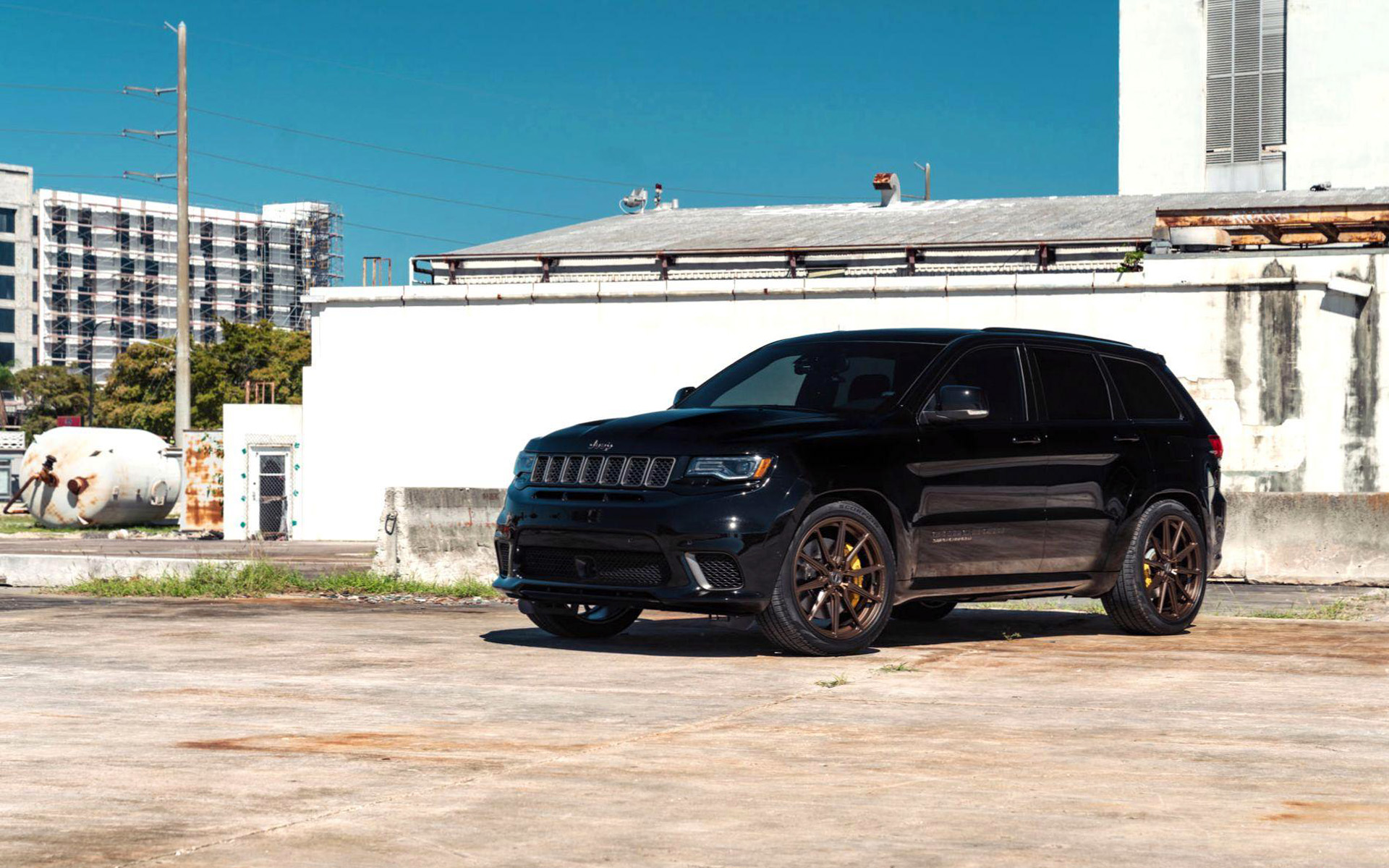 Download wallpaper Jeep Grand Cherokee Trackhawk, tuning, 2019 cars, Vossen Wheels, HF- SUVs, 2019 Jeep Grand Cherokee, american cars, Jeep for desktop with resolution 1920x1200. High Quality HD picture wallpaper