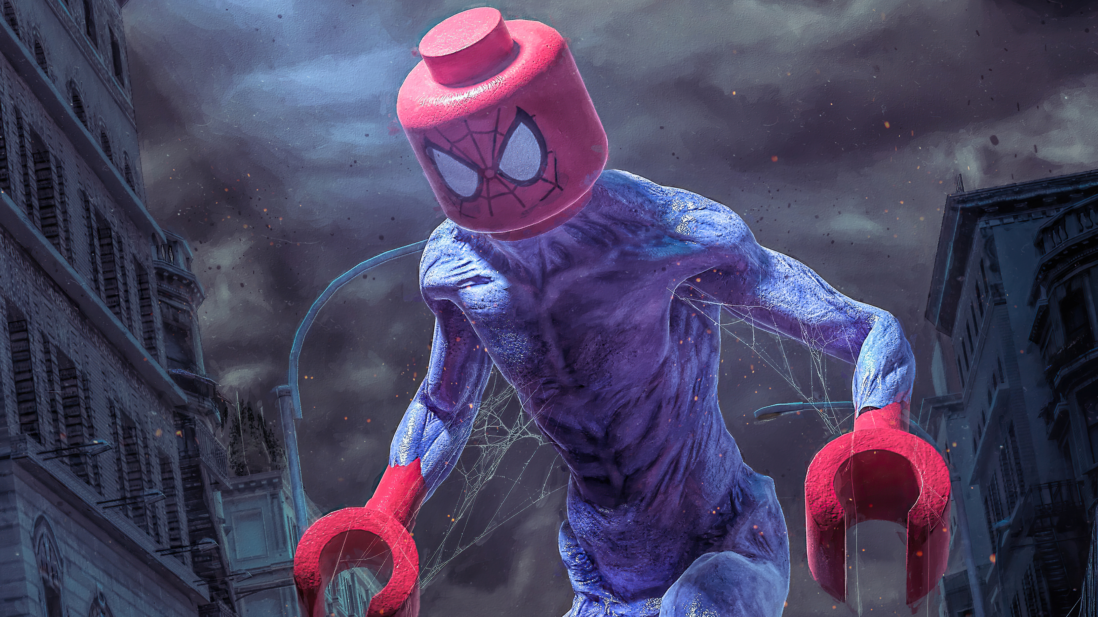 Wallpaper 4k Giant Lego Spiderman In City 4k Wallpaper