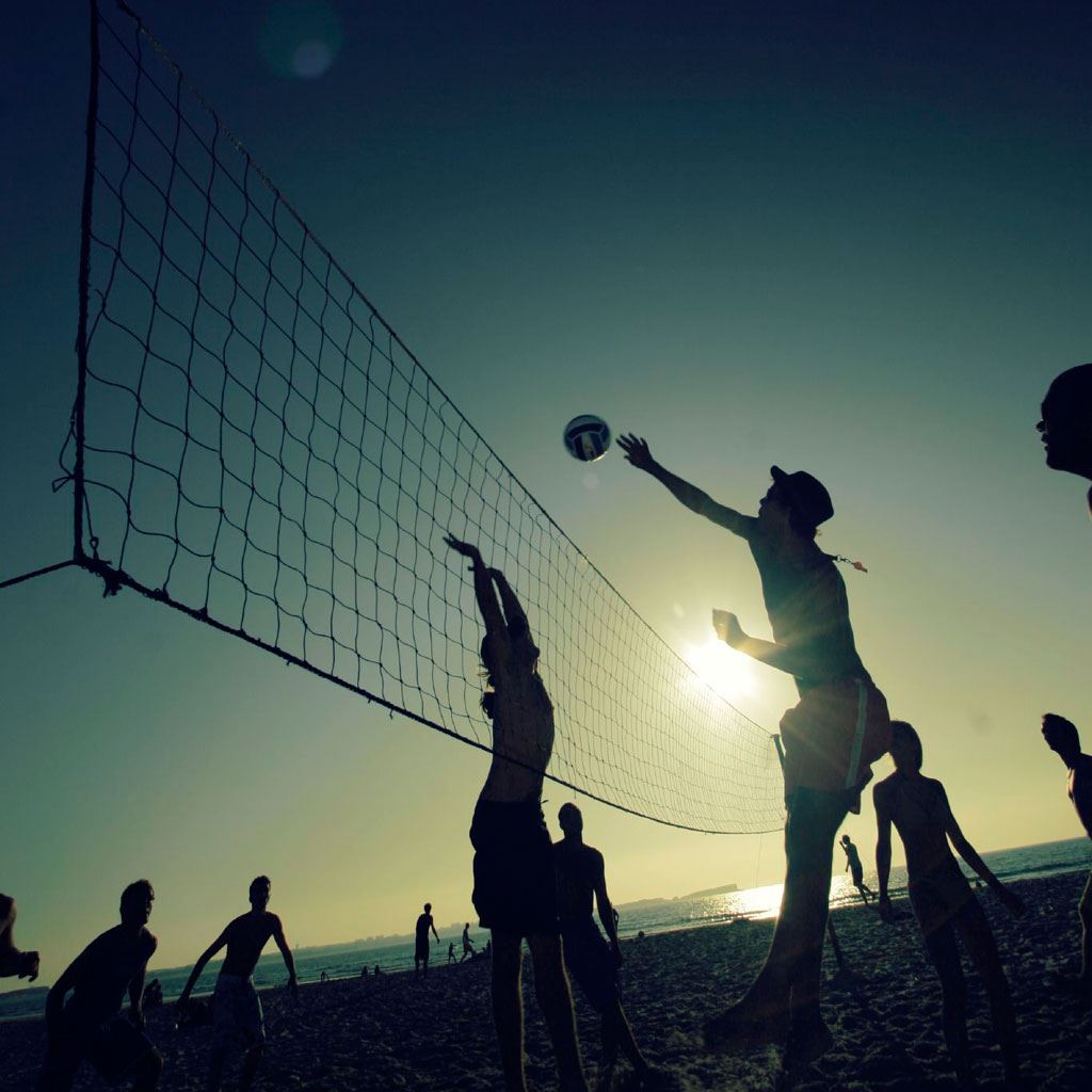 Sunset Beach Volleyball Sports iPad Wallpaper Free Download