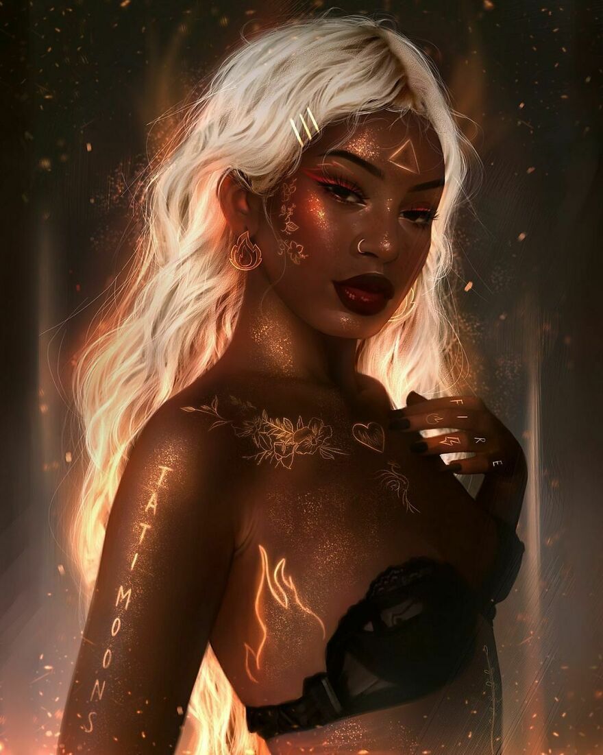 Artist Imagines What Zodiac Signs, Planets, And Elements Would Look Like As Women (37 Pics). Fire goddess, Sagittarius art, Aries art