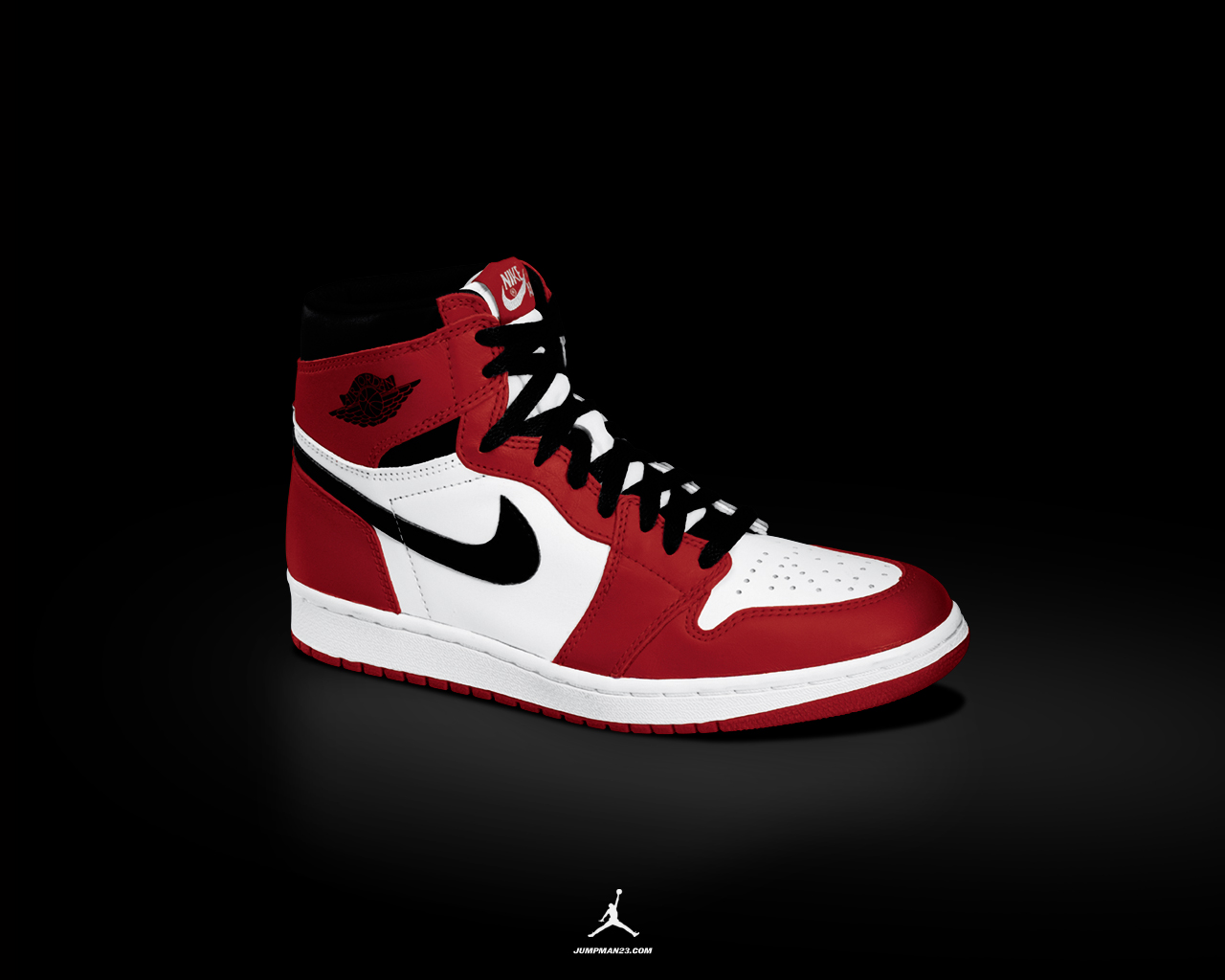 Air Jordan 1 (I) Black Red Wallpaper • KicksOnFire.com