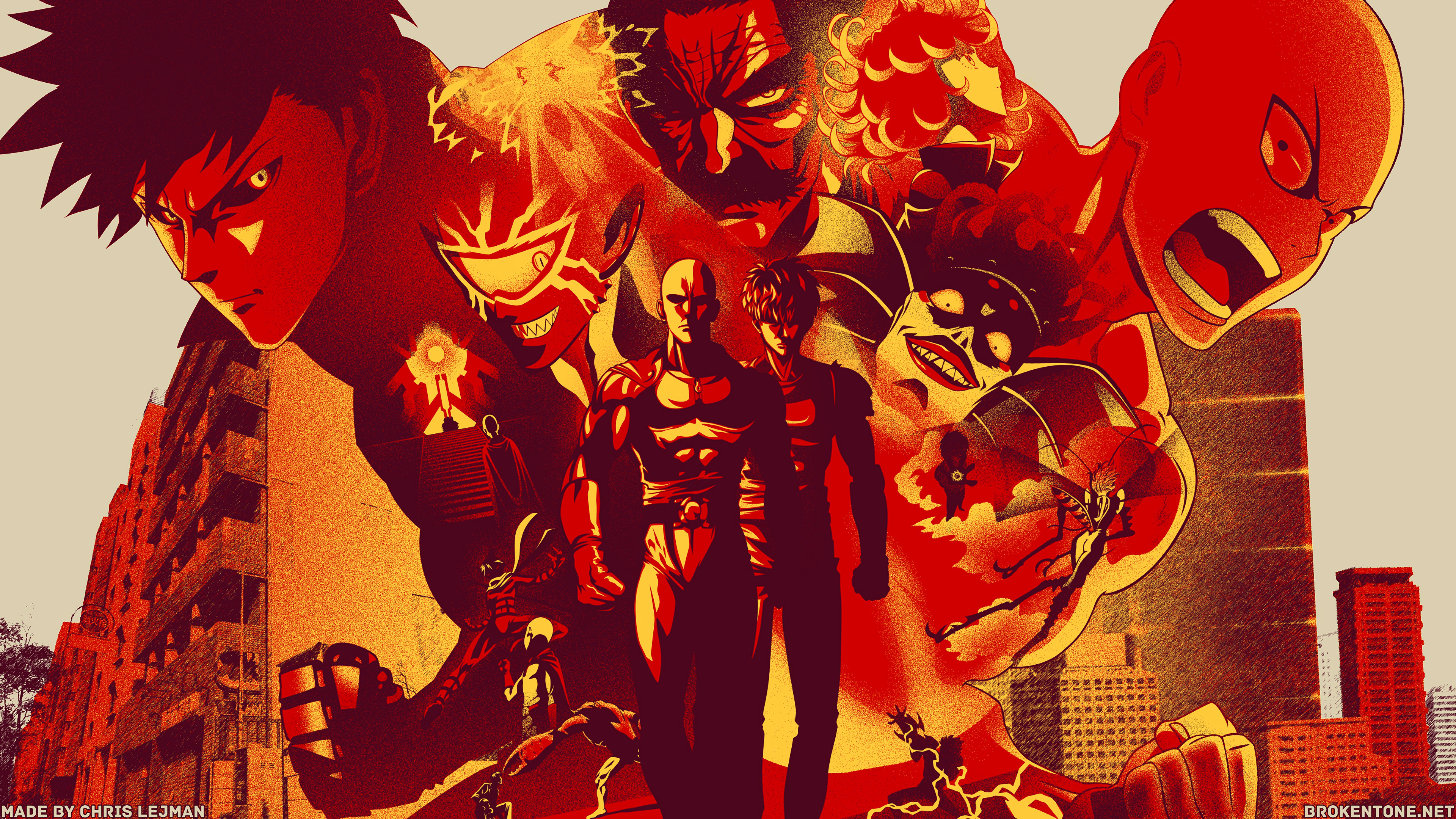 One Punch Man Characters 4K Wallpaper