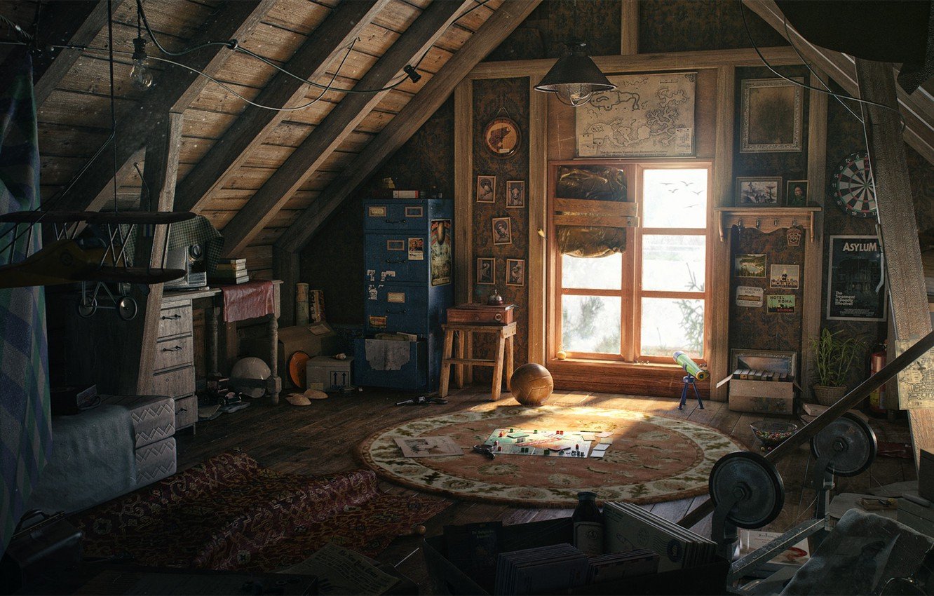 Wallpaper items, furnished, attic, Light in the Attic image for desktop, section интерьер