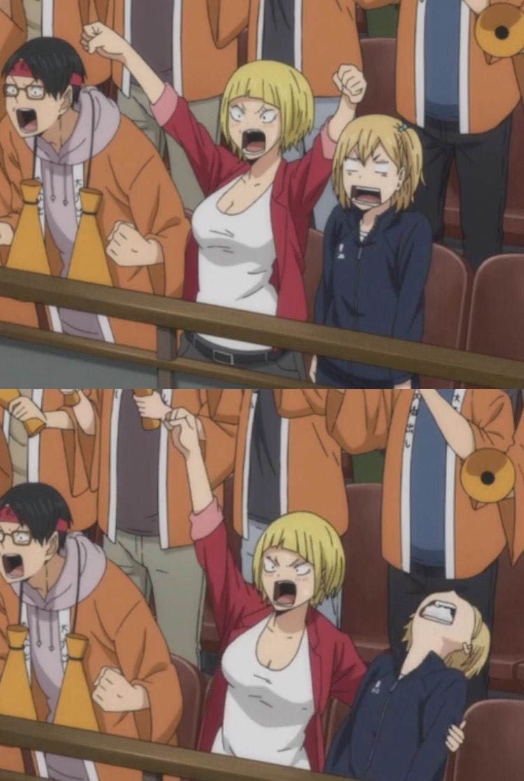 YACHI HANG IN THERE. She is dead oh gavd call help. Tanakas sister is cool haha. Haikyuu!! ✧. Haikyuu anime, Haikyuu, Haikyuu fanart
