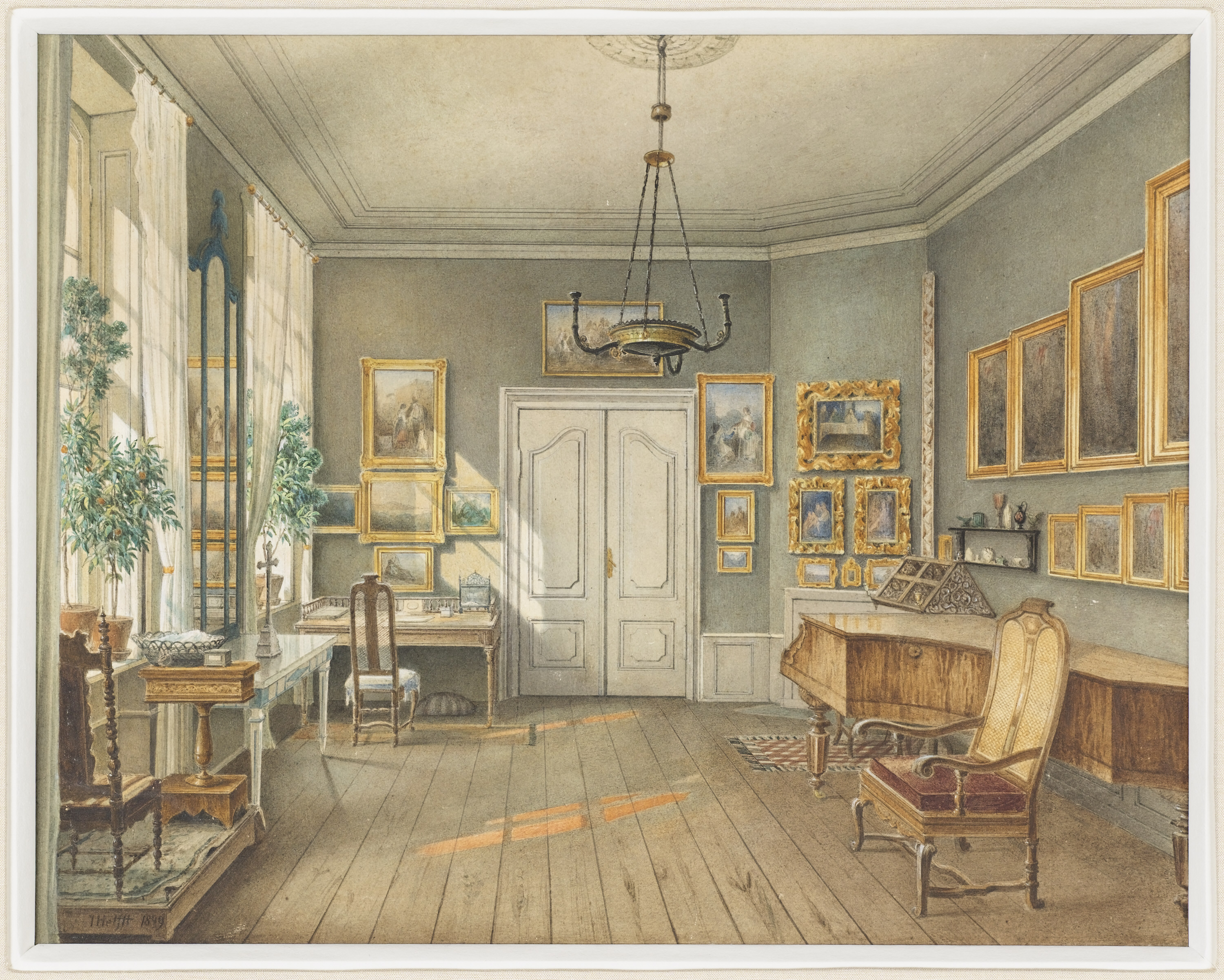 Drawing, The Music Room of Fanny Hensel (née Mendelssohn). Objects. Collection of Cooper Hewitt, Smithsonian Design Museum