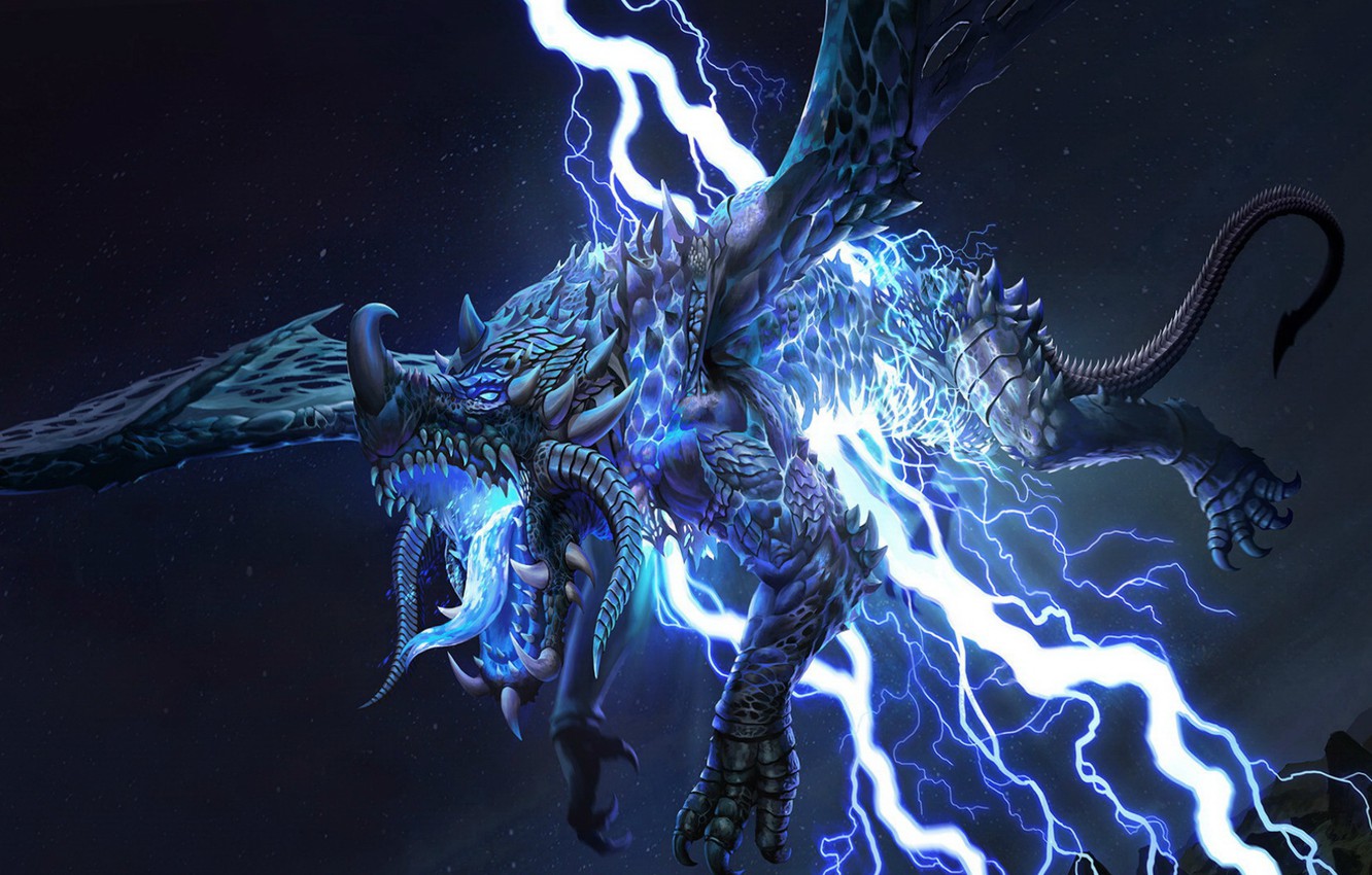 Wallpaper lightning, dragon, lightning, dragon, thunderbolt, thunder image for desktop, section фантастика