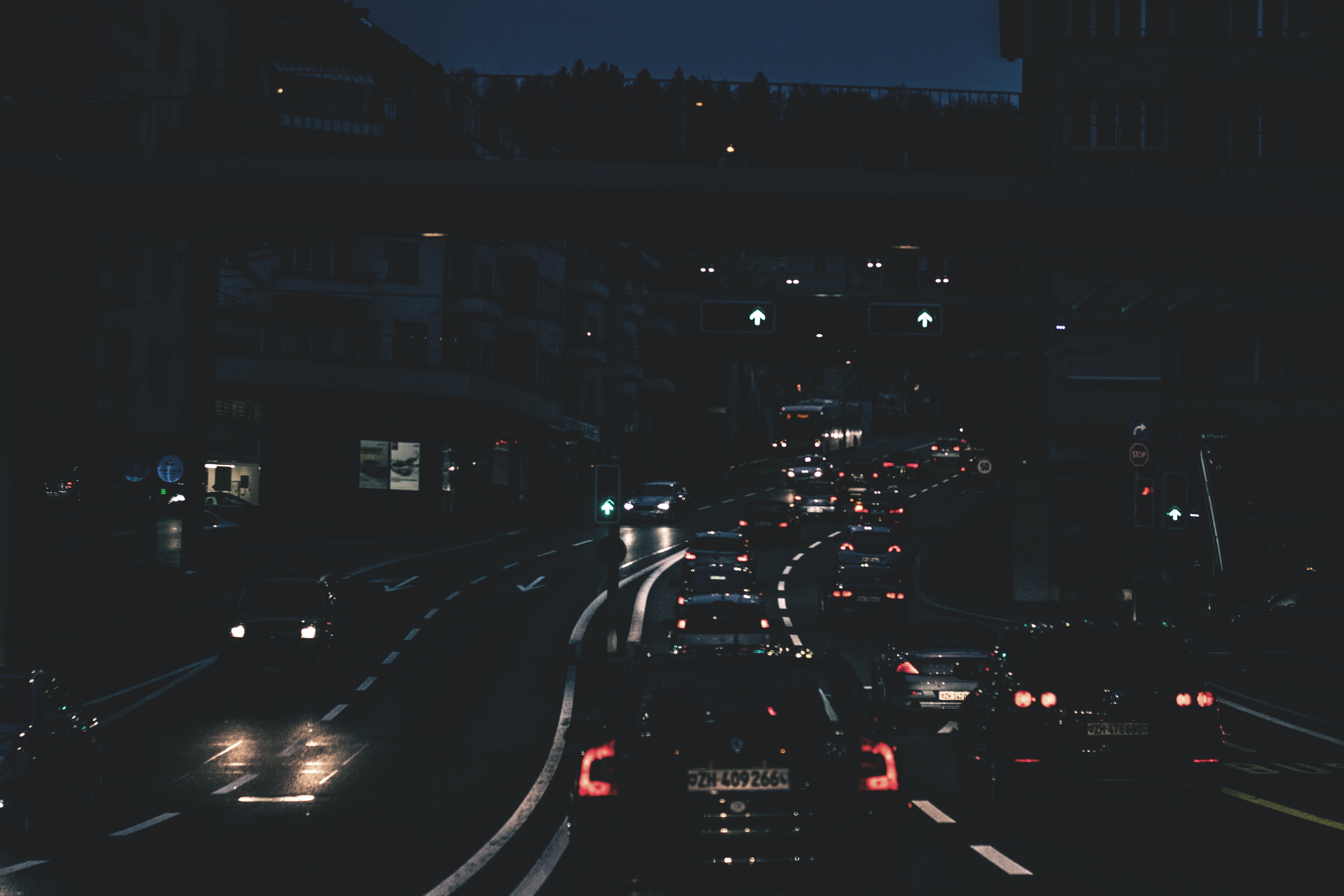 Lighted Street With Cars at Night · Free