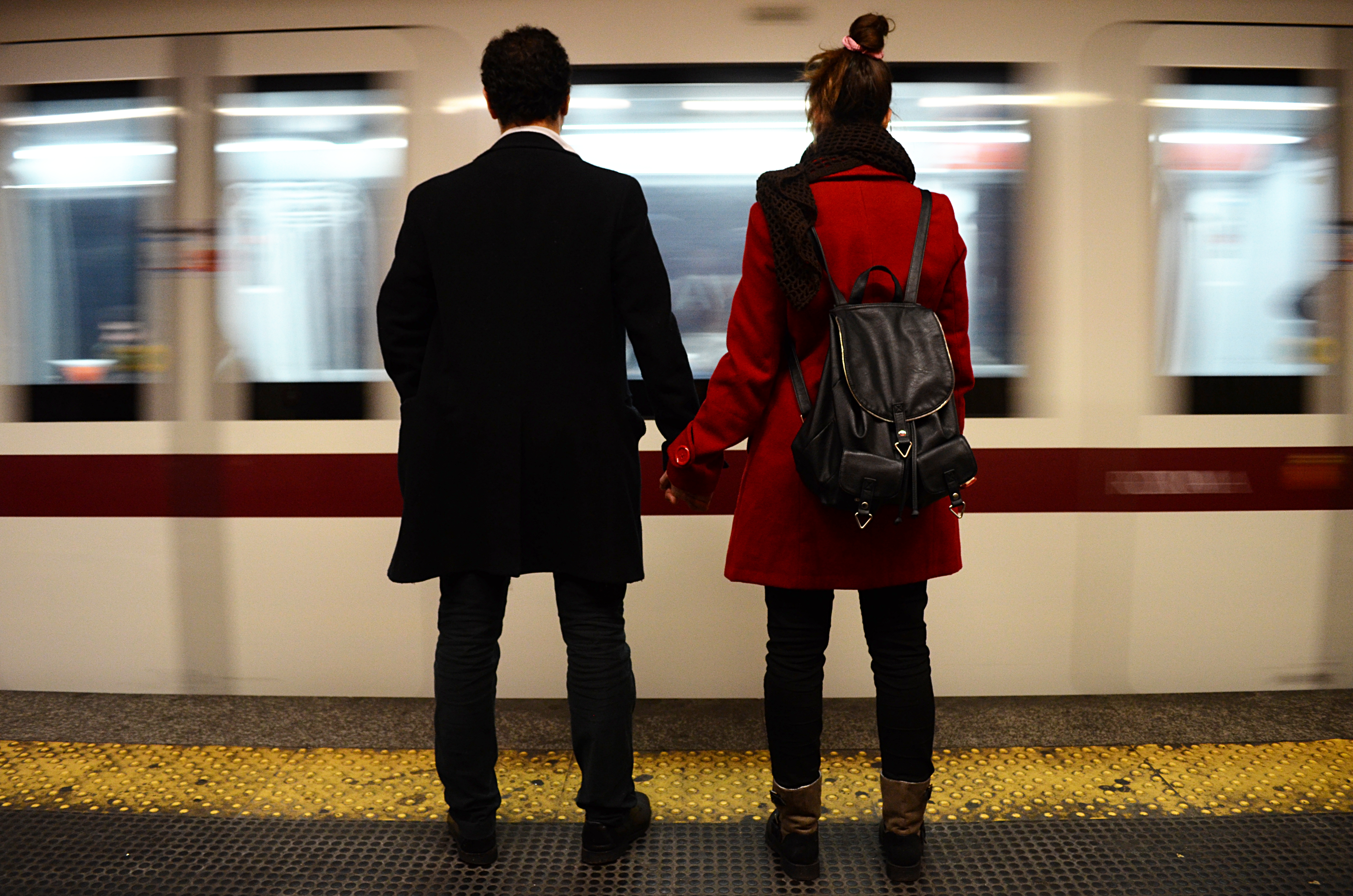 Wallpaper, people, red, train, Gentleman, fashion, couple, standing, Rome, waiting, station, girl, hand, fun, suit, tube, outerwear, flooring, formal wear 4928x3264