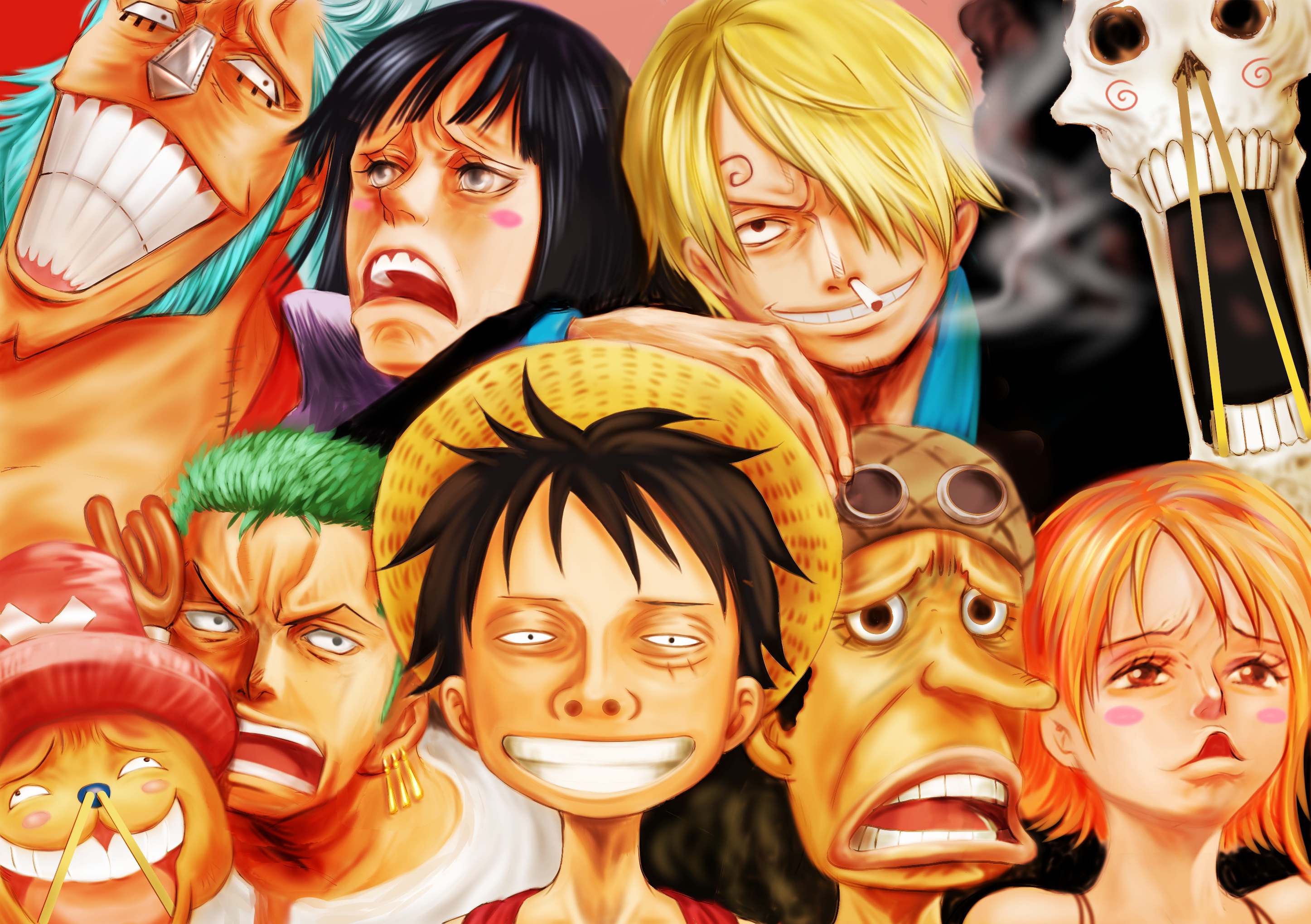 Brook One Piece Franky One Piece Monkey D Luffy Nami One Piece Nico Robin Roronoa Zoro Sanji One Pie Wallpaper:2893x2039