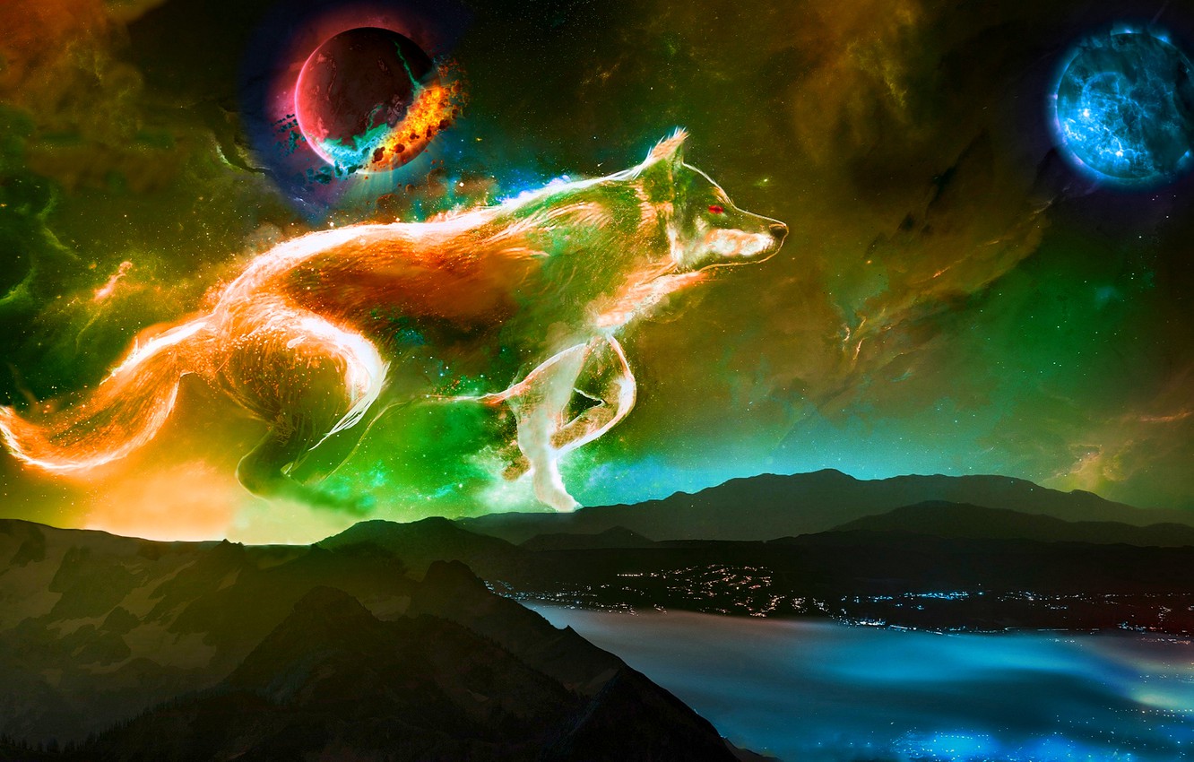 Wallpaper the universe, planet, dog, constellation image for desktop, section фантастика