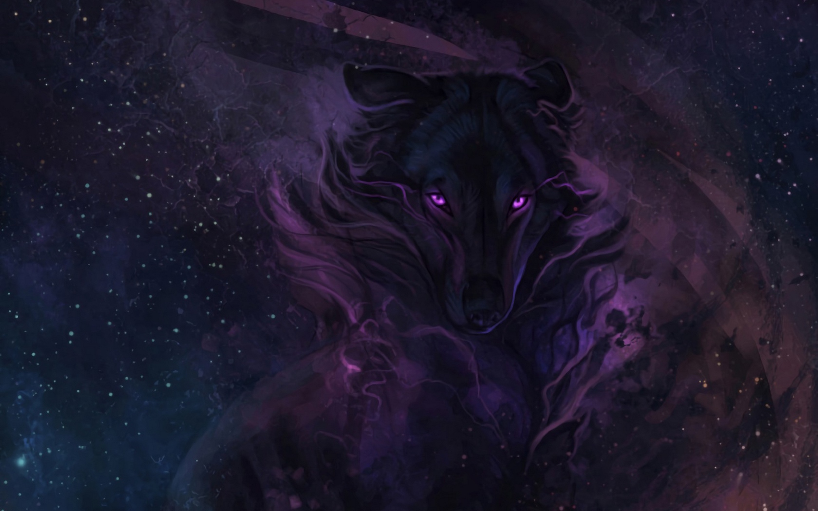 Wallpaper Wolf, Fantasy, Night, Dark
