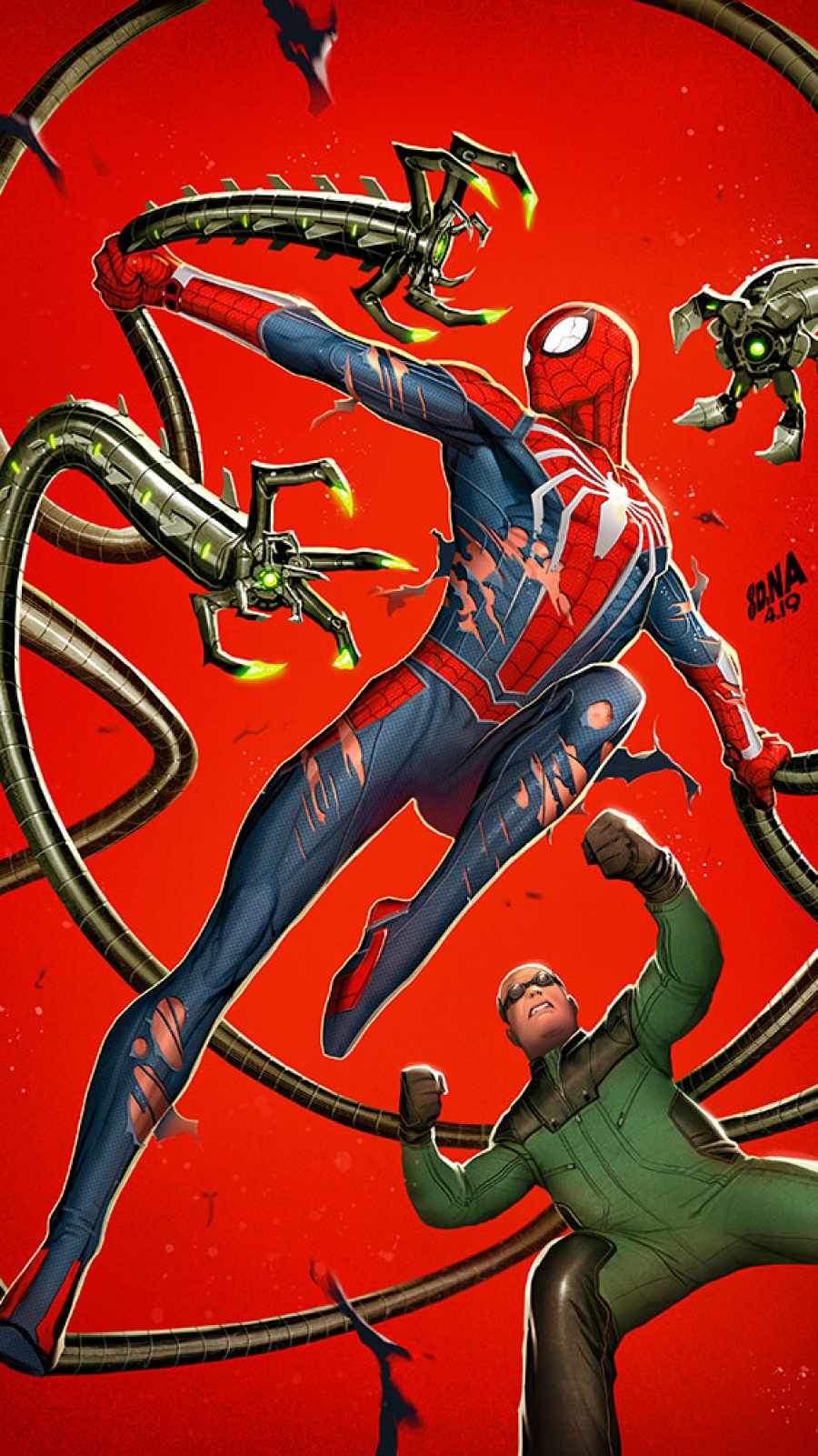 Spiderman Vs Doctor Octopus Wallpaper, iPhone Wallpaper