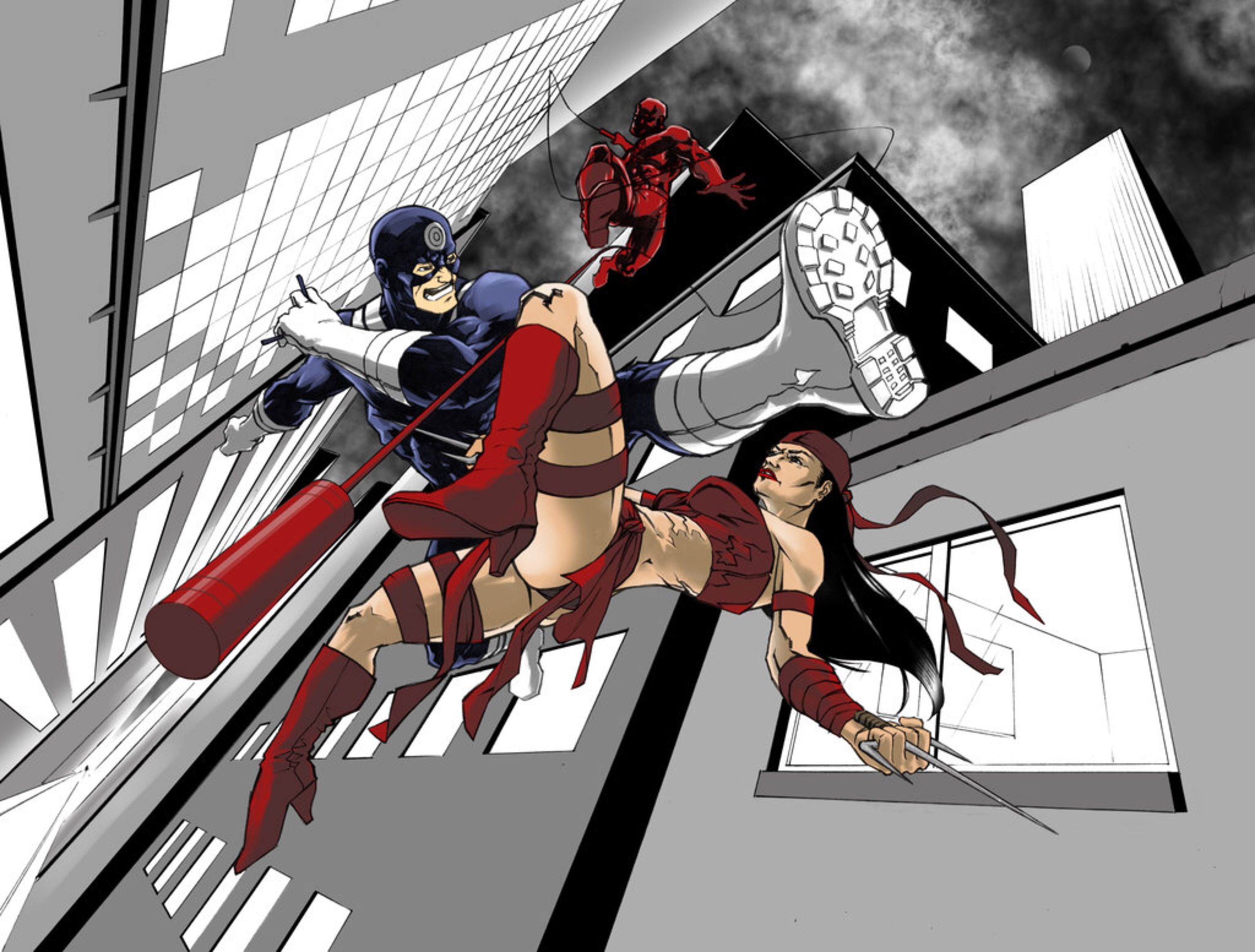 Daredevil VS Bullseye VS Elektra. Daredevil, Superhero, Bullseye