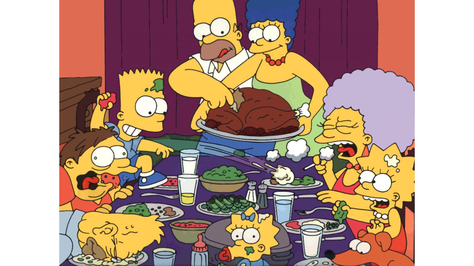 Simpsons Happy Thanksgiving wallpaper in 1600x900 resolution
