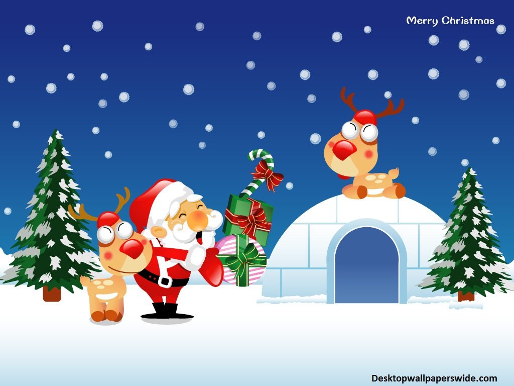 49+] Merry Christmas Cartoon Wallpapers