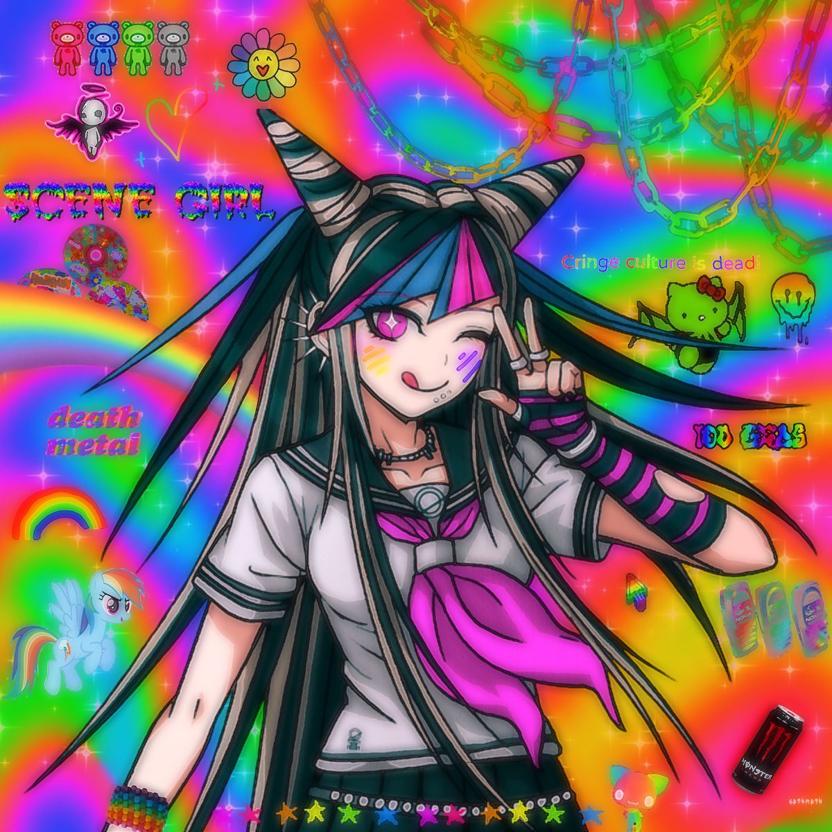 rainbowcore ibuki. Gothic anime, Danganronpa, Glitchcore anime