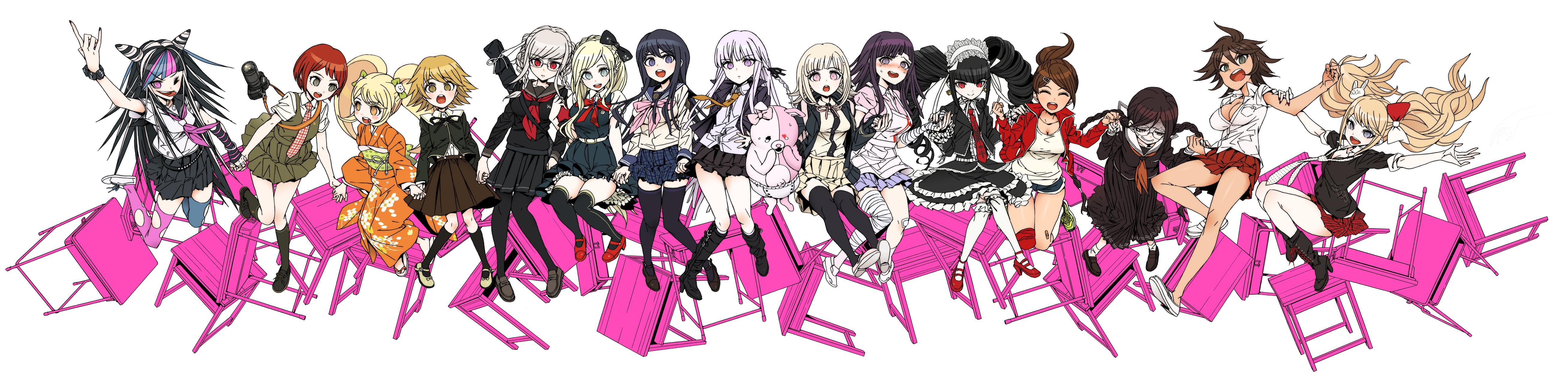 dangan ronpa, Asahina, Aoi, Dangan ronpa, Dangan ronpa, 2, Fukawa, Touko, Group, Katou, Haruaki, Koizumi, Mahiru, Maizono, Sayaka, Mioda, Ibuki, Nanami, Chiaki, Tsumiki, Mikan Wallpaper HD / Desktop and Mobile Background