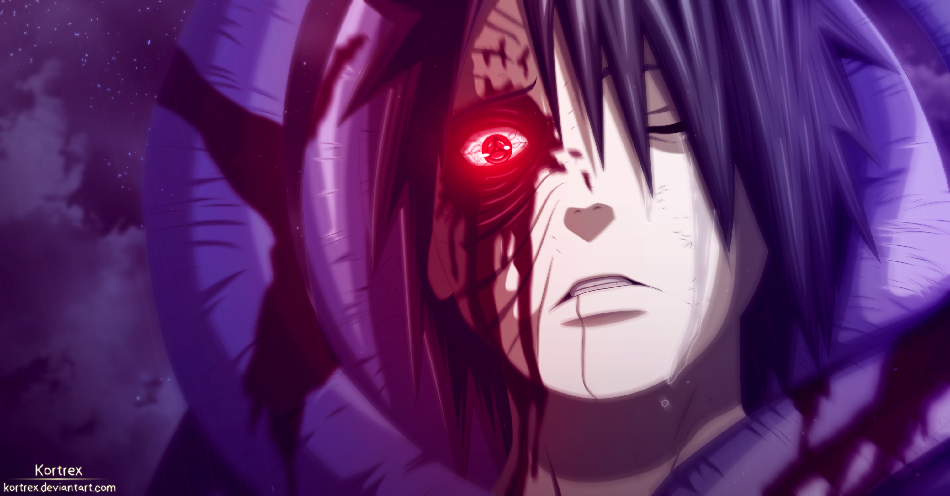 Blood, Anime, Obito Uchiha, Naruto, Boy, Sharingan (Naruto), Purple Hair, Crying wallpaper HD Wallpaper