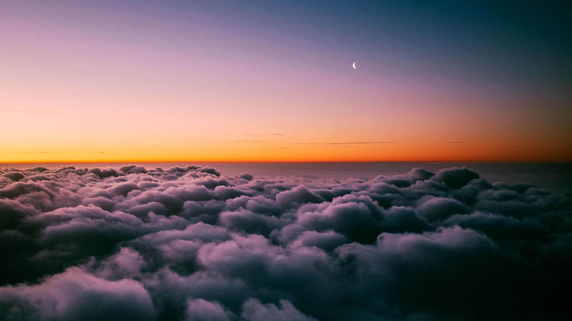 Desktop wallpaper sky, clouds, horizon, twilight, HD image, picture, background, 357c0e