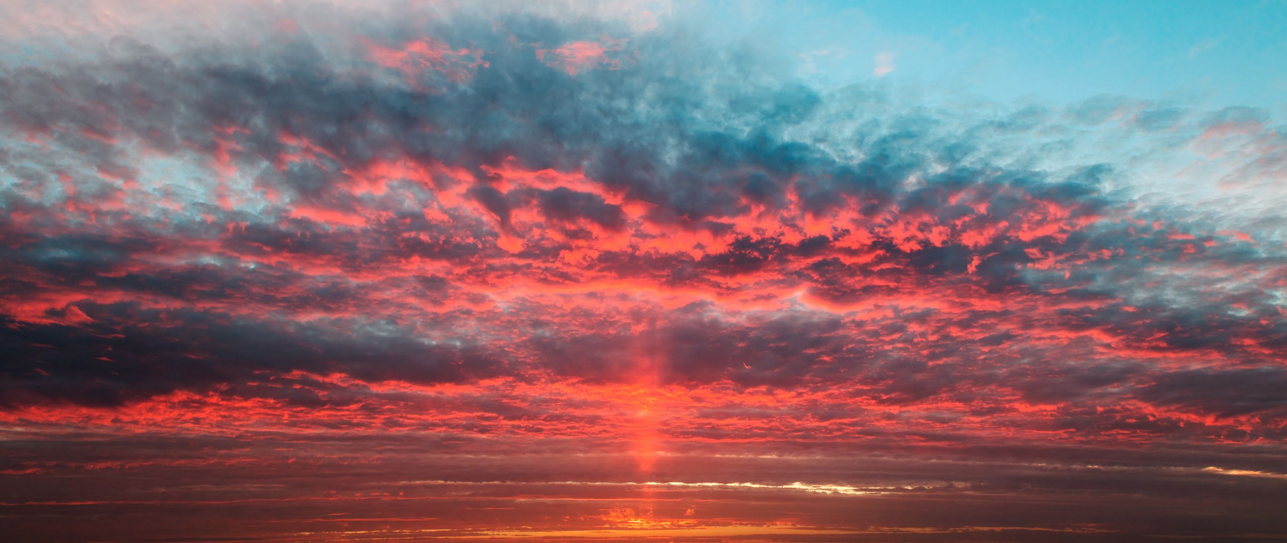 Download wallpaper 2560x1080 twilight, horizon, clouds, sky dual wide 1080p HD background