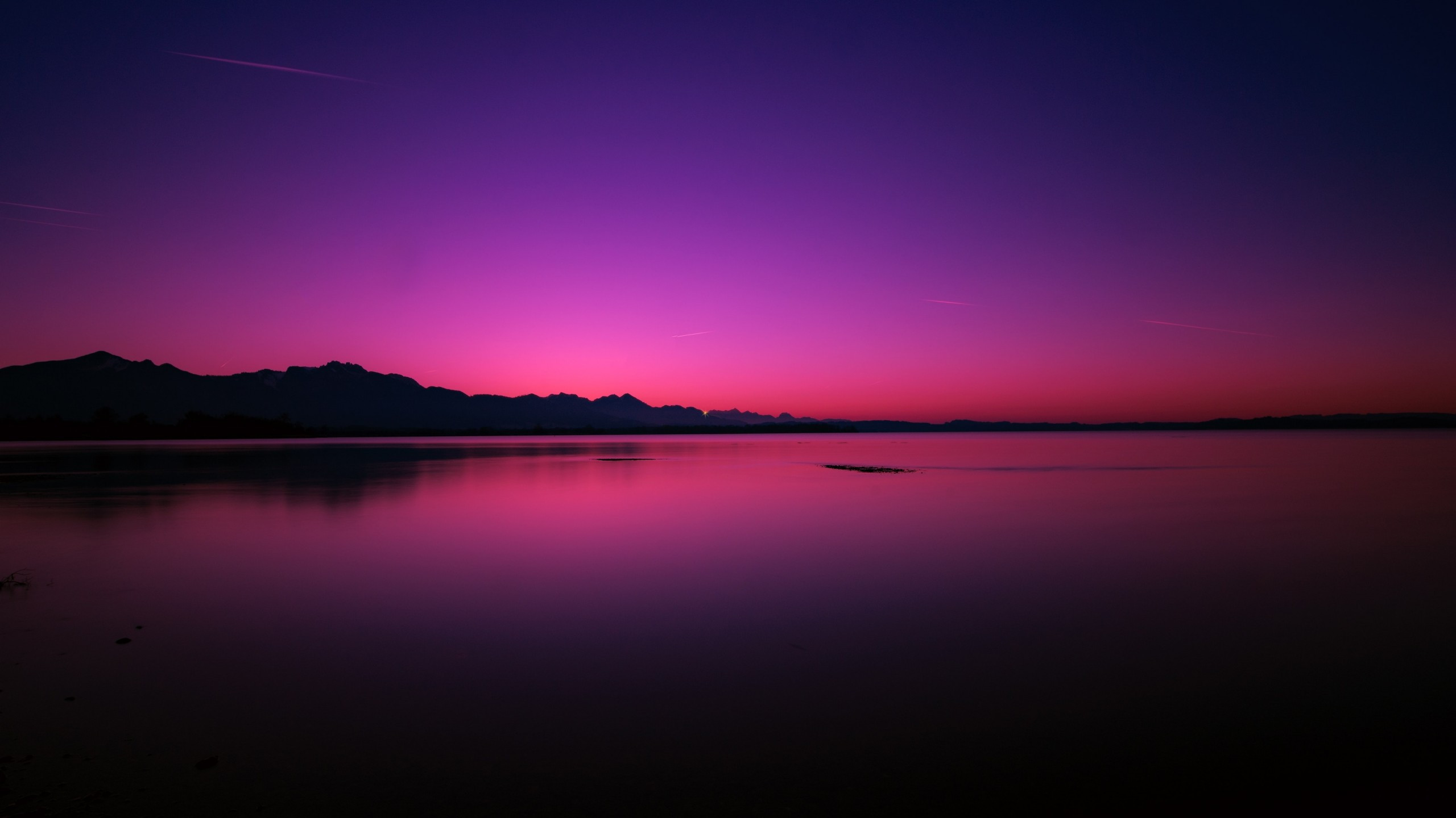 Download 2560x1440 Twilight, Sunset, Horizon, Purple Sky Wallpaper for iMac 27 inch
