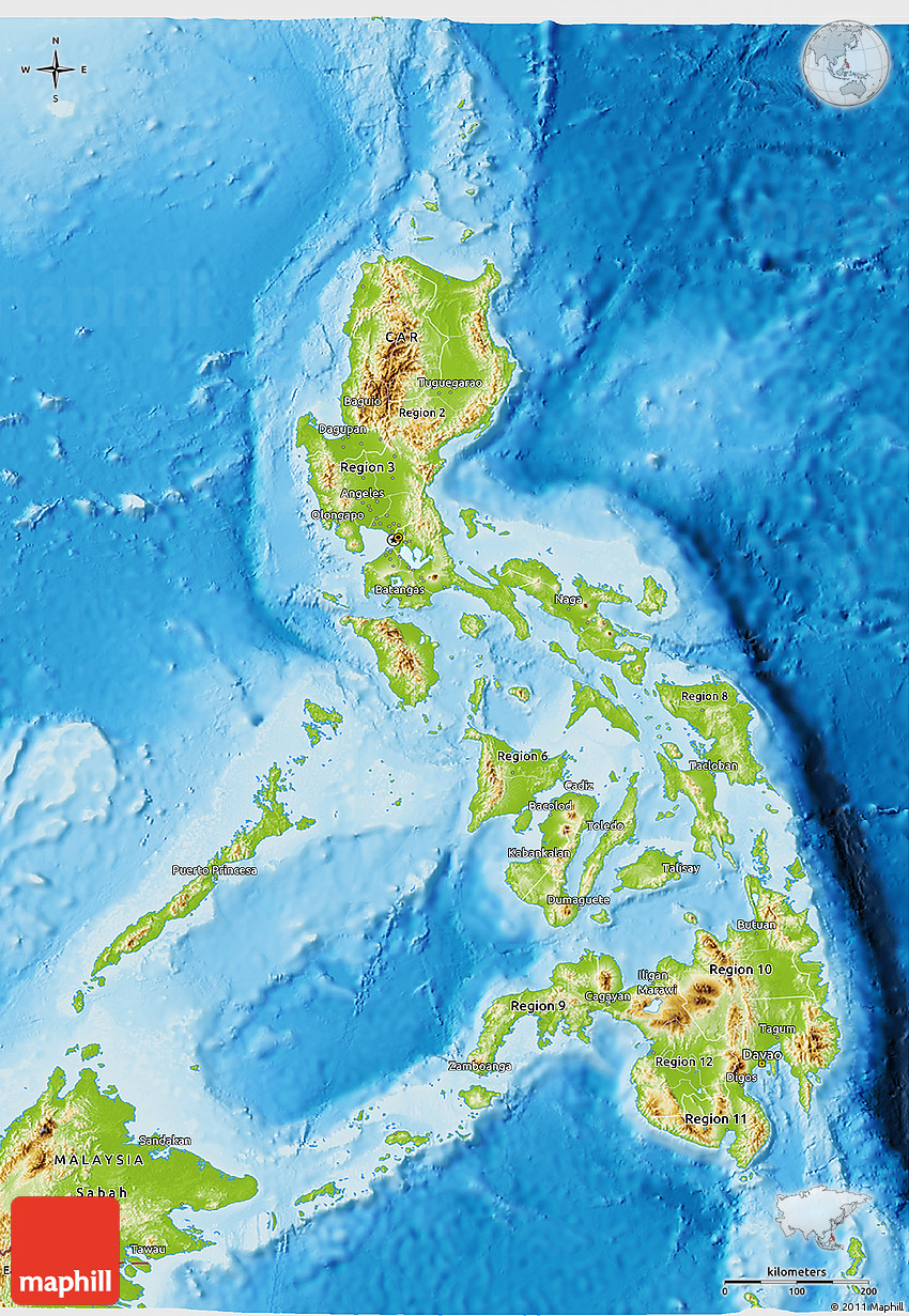 Physical 3D Map of Philippines