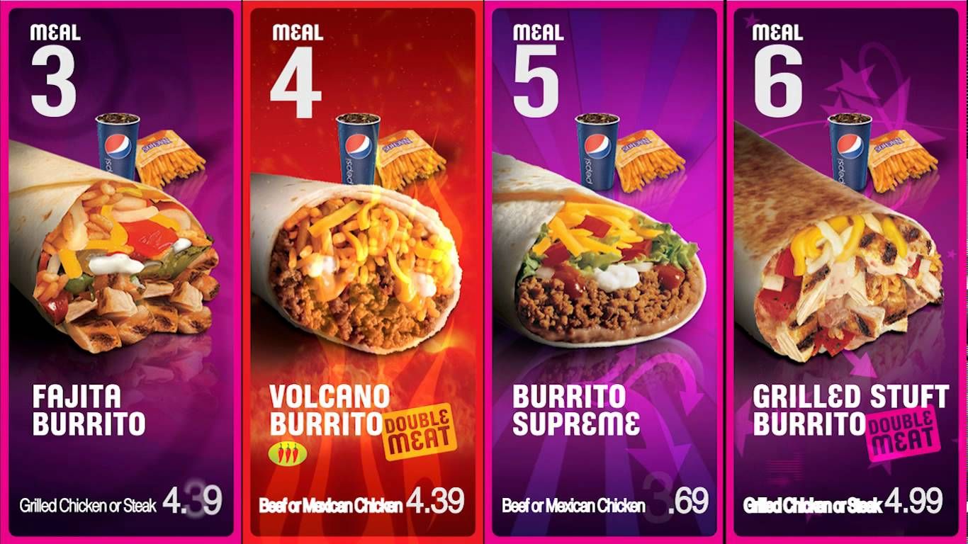 Taco Bell: full Movement on Digital Menu board Sample Video. Food menu design, Digital menu, Fast food menu
