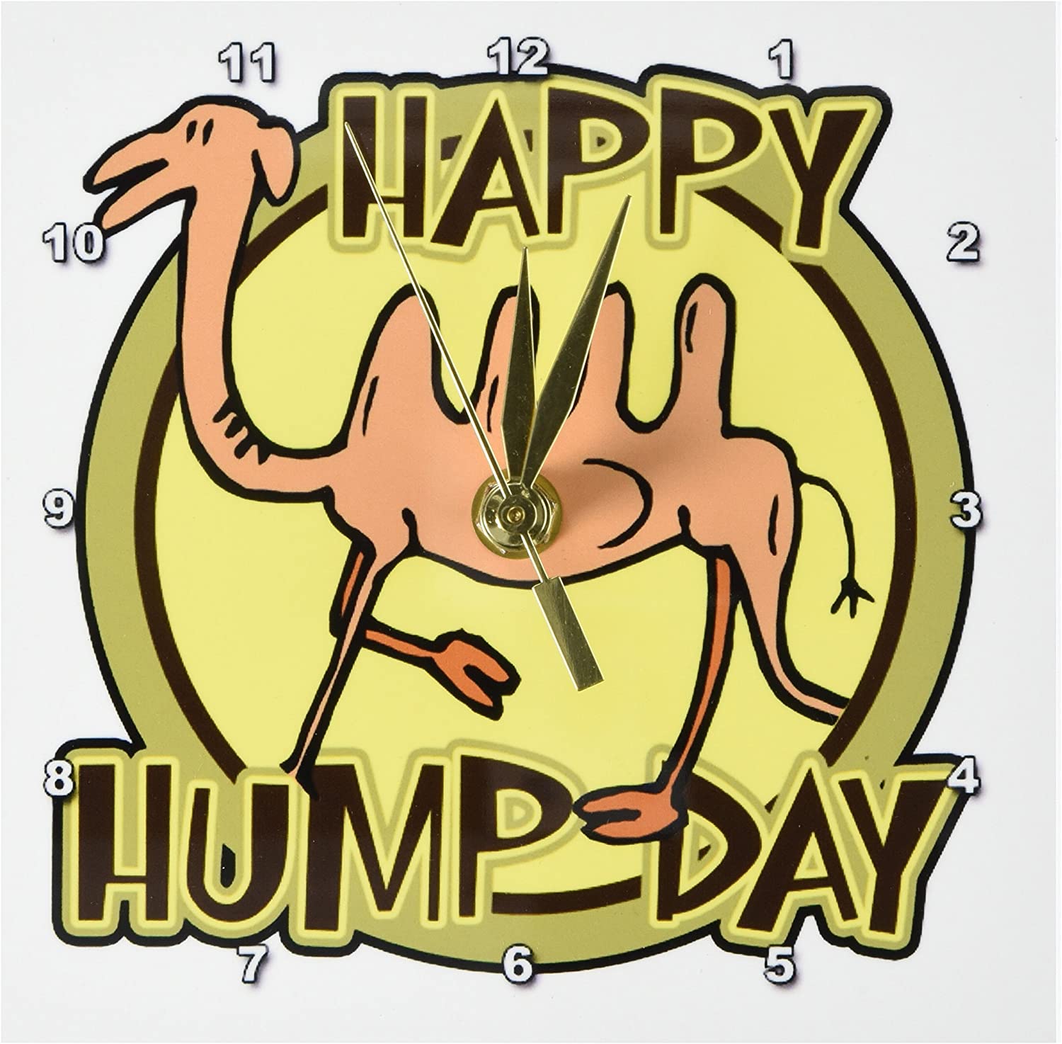 3DRose Dc_159497_1 Funny Happy Hump Day Camel Cartoon Design Desk Clock, 6 By 6 Inch, Home & Kitchen