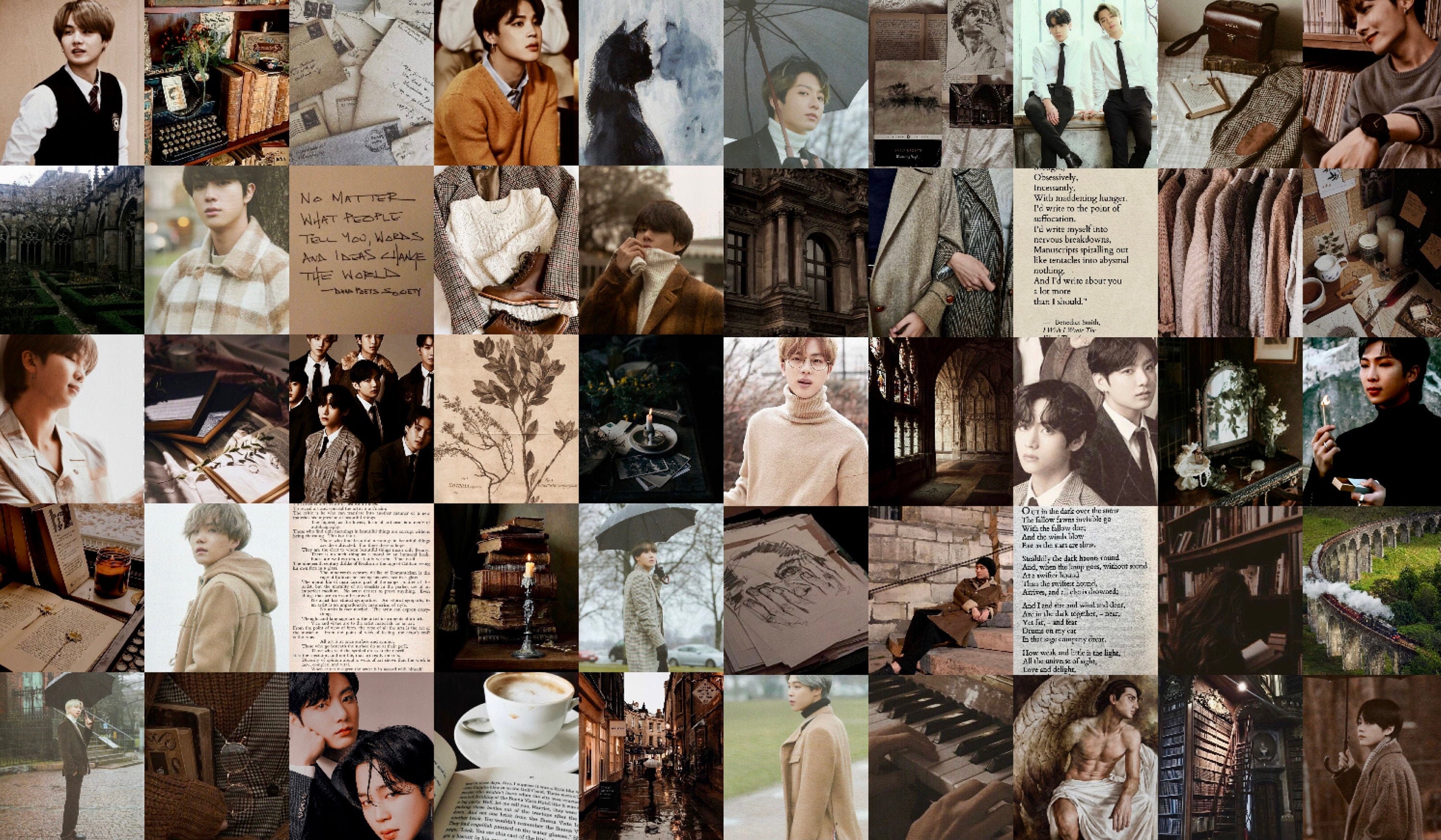 BTS Dark Academia Aesthetic Wall Collage Kit DIGITAL