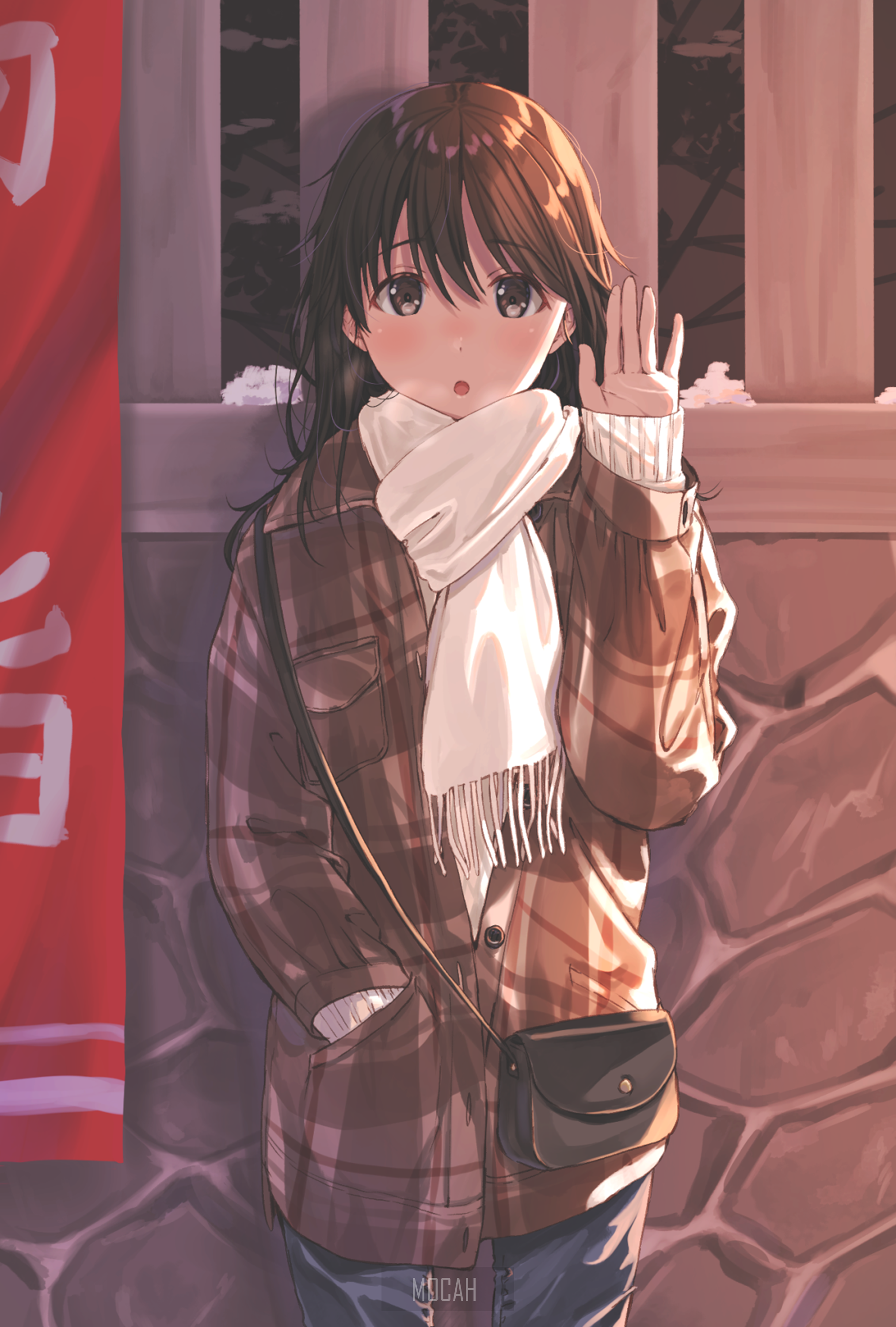 anime, anime girl, frontal view, winter wallpaper 1080p, 2027x3000 HD Wallpaper
