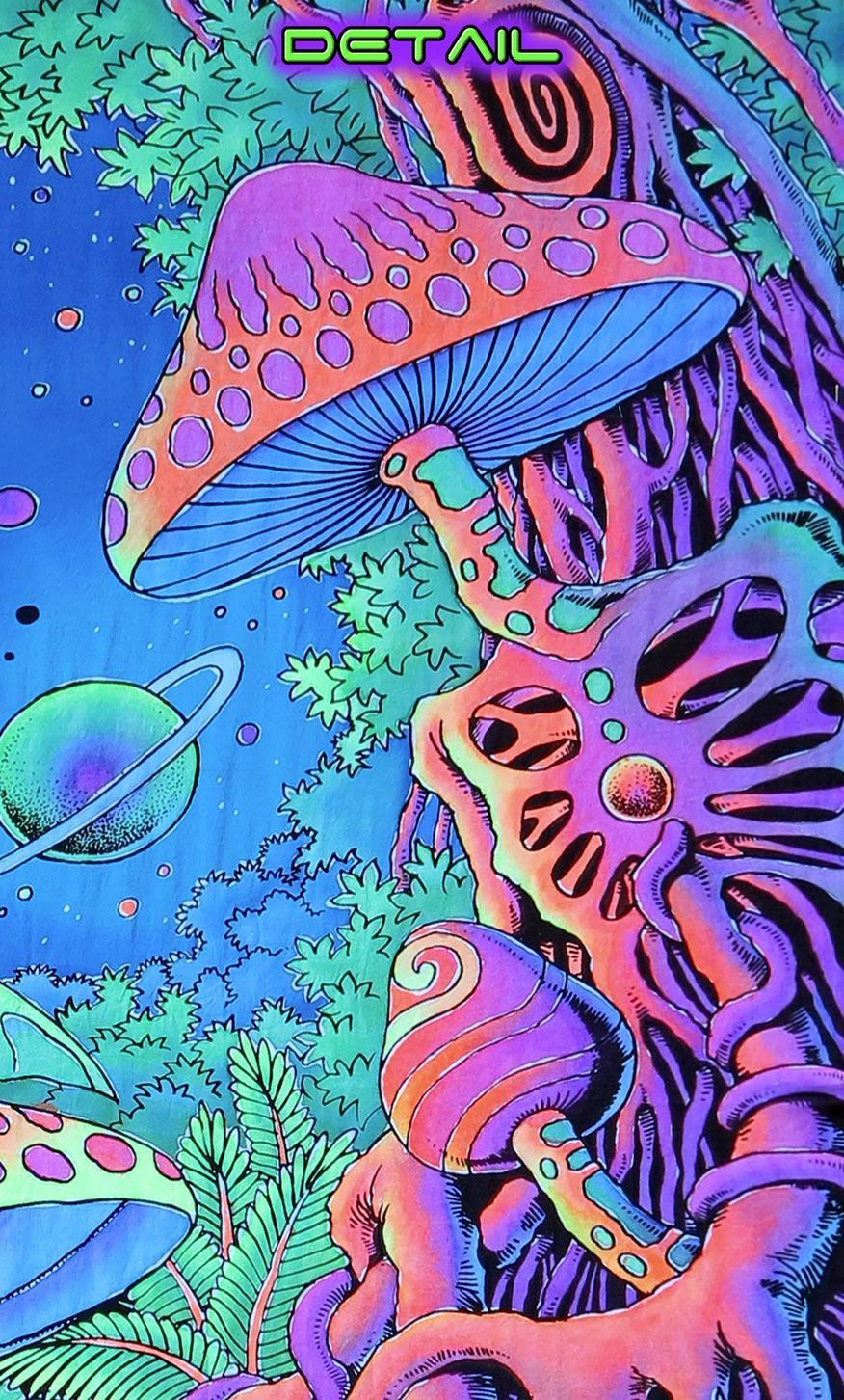 UV Wallhanging, Psy Shroom. Trippy painting, Trippy drawings, Psychedelic drawings
