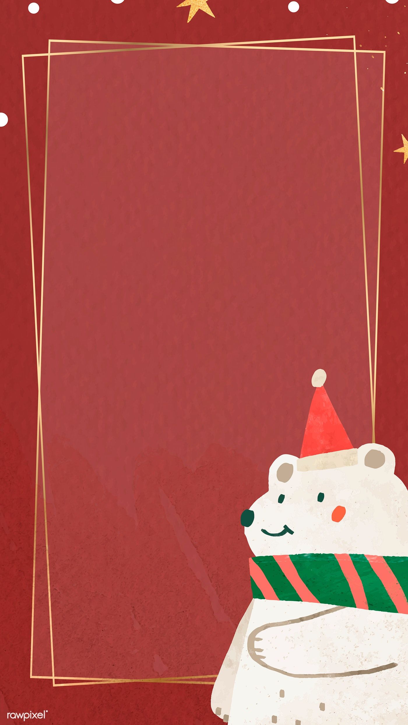Download premium vector of Christmas white bear doodle with gold frame mobile phone wallpaper vector by Toon about animal, aesthetic, animal design frames, anim. Christmas wallpaper, Cute christmas wallpaper, Christmas frames