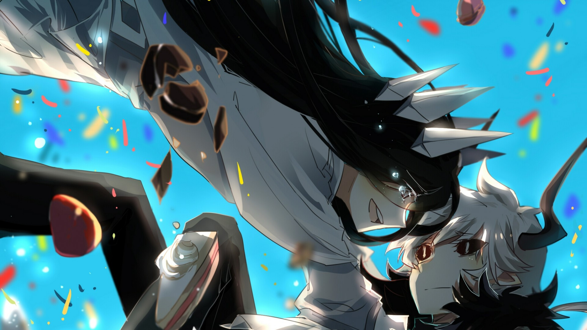 Download 1920x1080 Gray Garden, Etihw X Kcalb, Horns, Falling Down Wallpaper for Widescreen