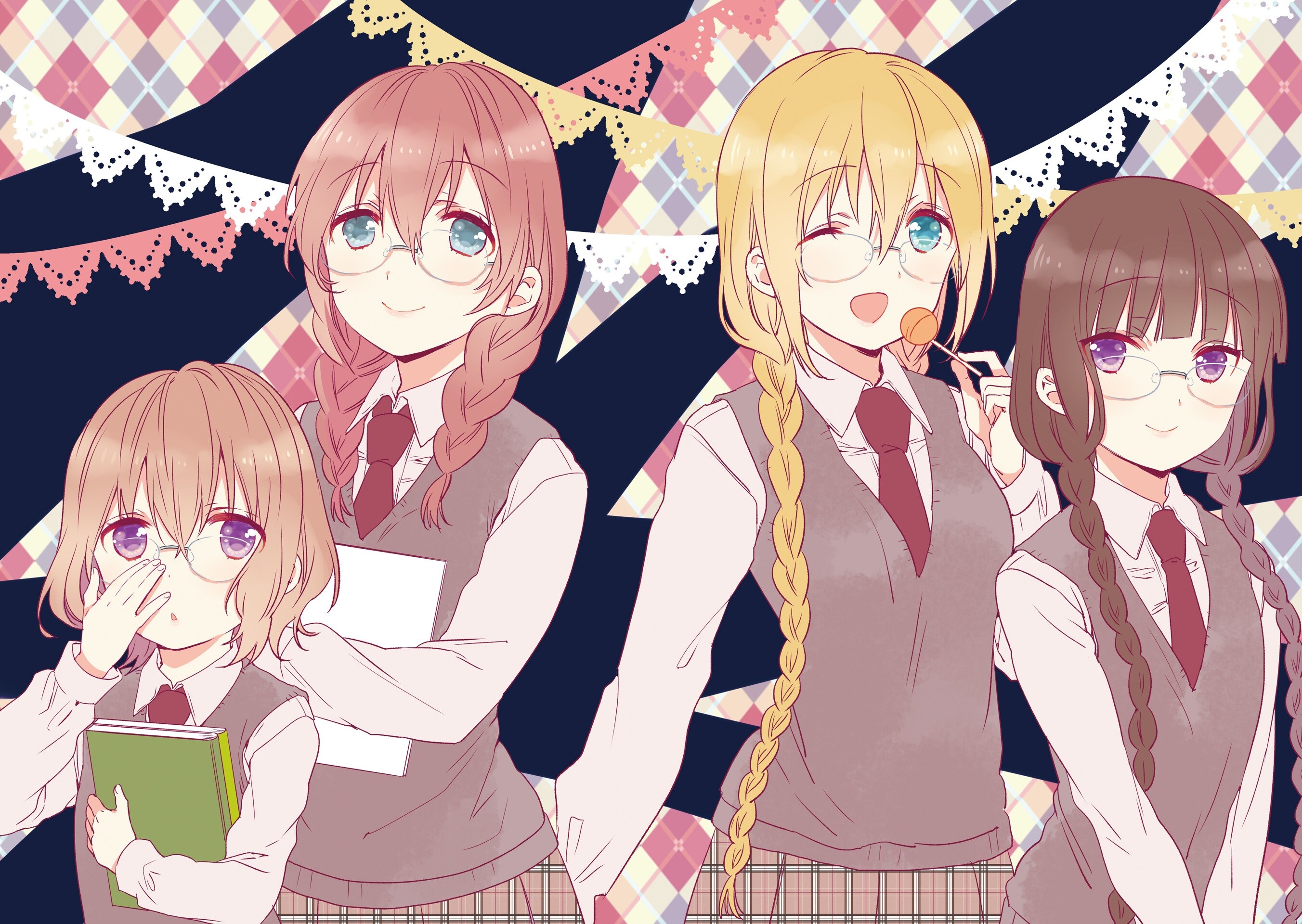Kaho Hinata, Mafuyu Hoshikawa, Glasses, Maika Sakuranomiya, Miu Amano wallpaper
