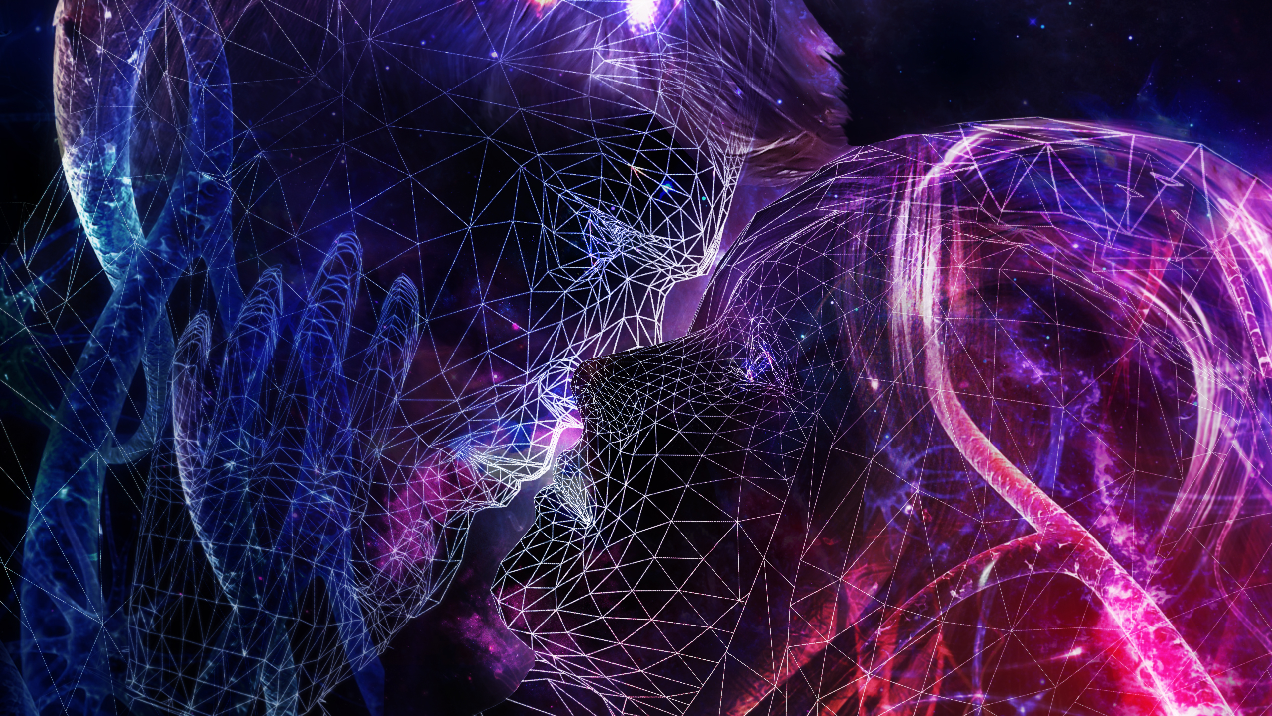 #Cosmic, #Neon, #First Kiss, #Connected dots, #Couple HD Wallpaper