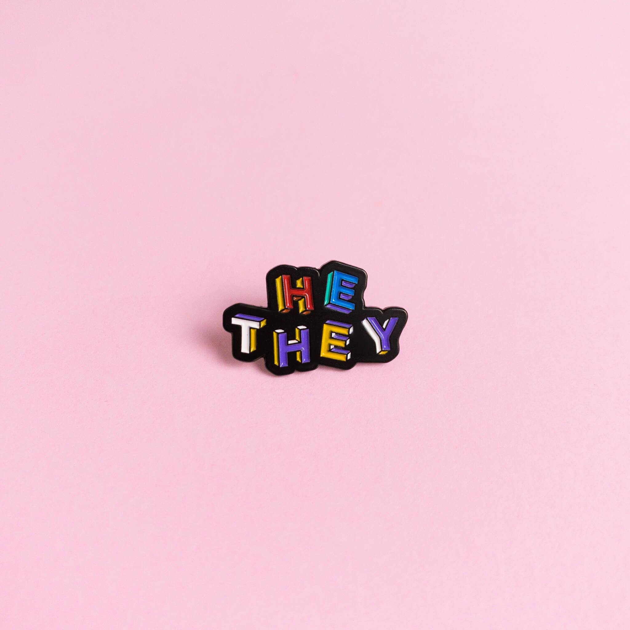 He / They Pronouns LGBT enamel pin