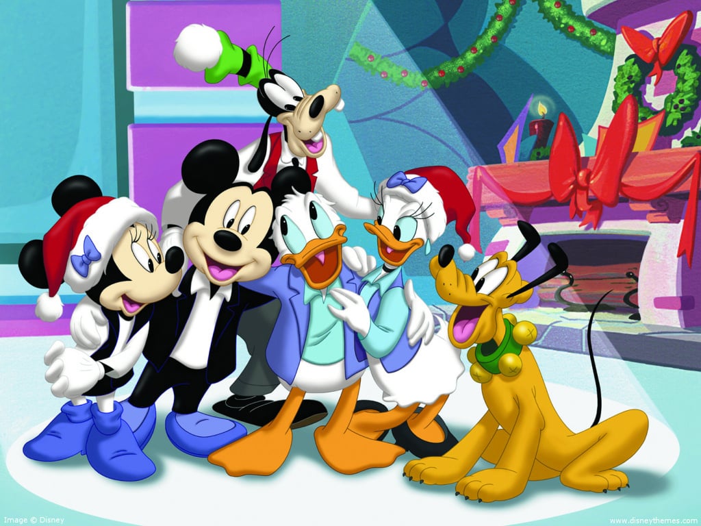 Mickey Mouse Main Characters Christmas HD Wallpaper New Year Gif Cartoon