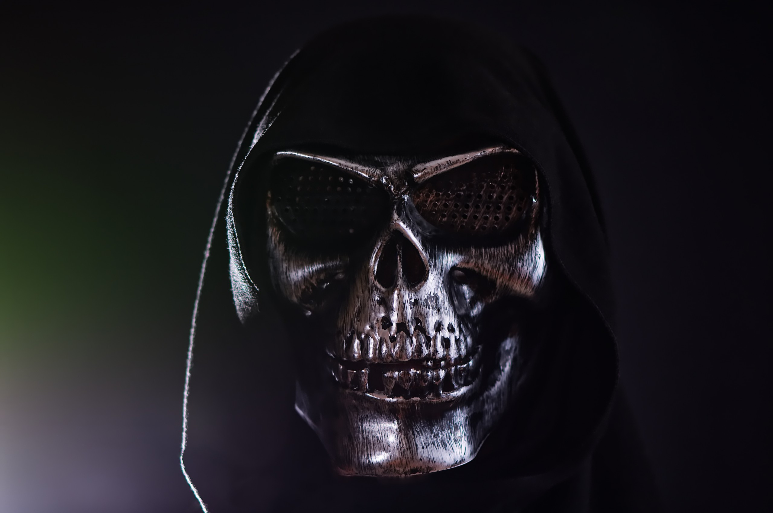 Download 2560x1700 Skull Mask, Black Hoodie, Scary, Horror Wallpaper for Chromebook Pixel