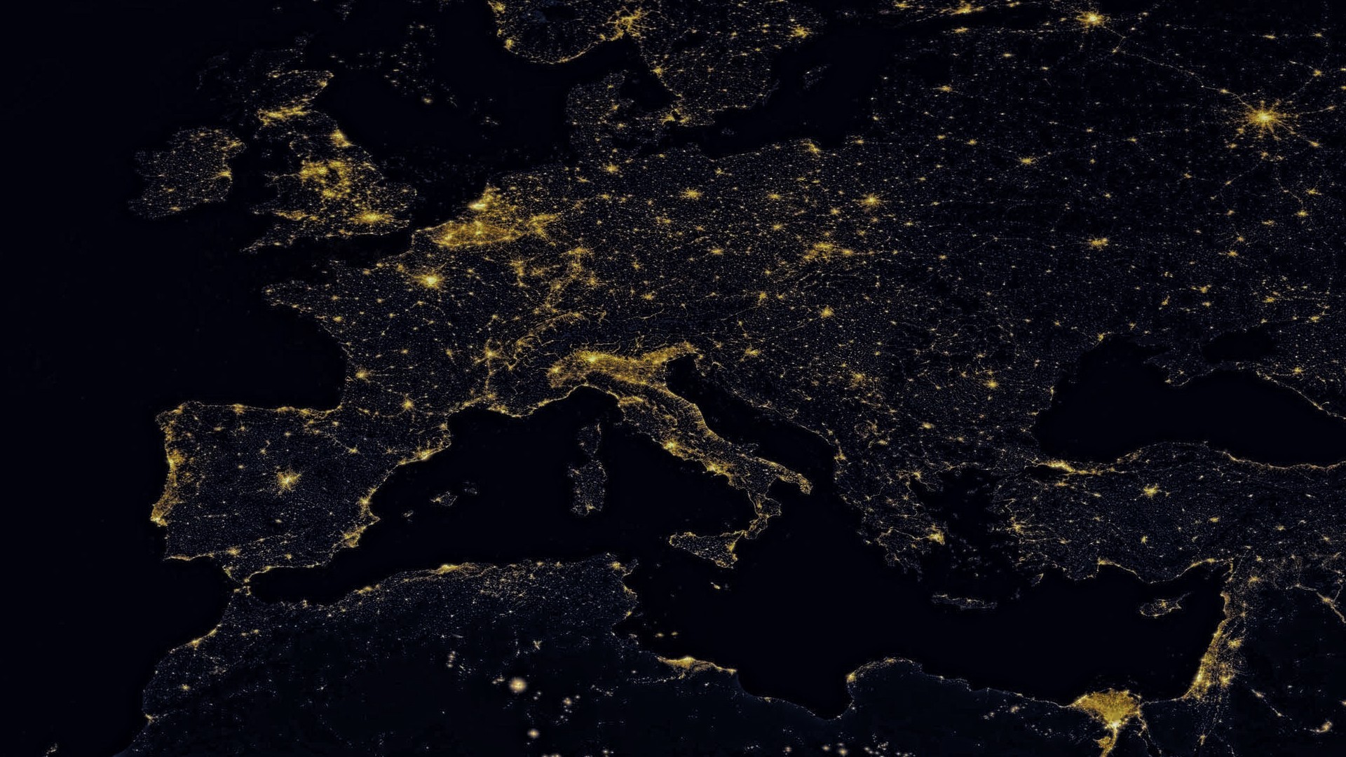 Map Night Europe Italy Wallpaper:1920x1080