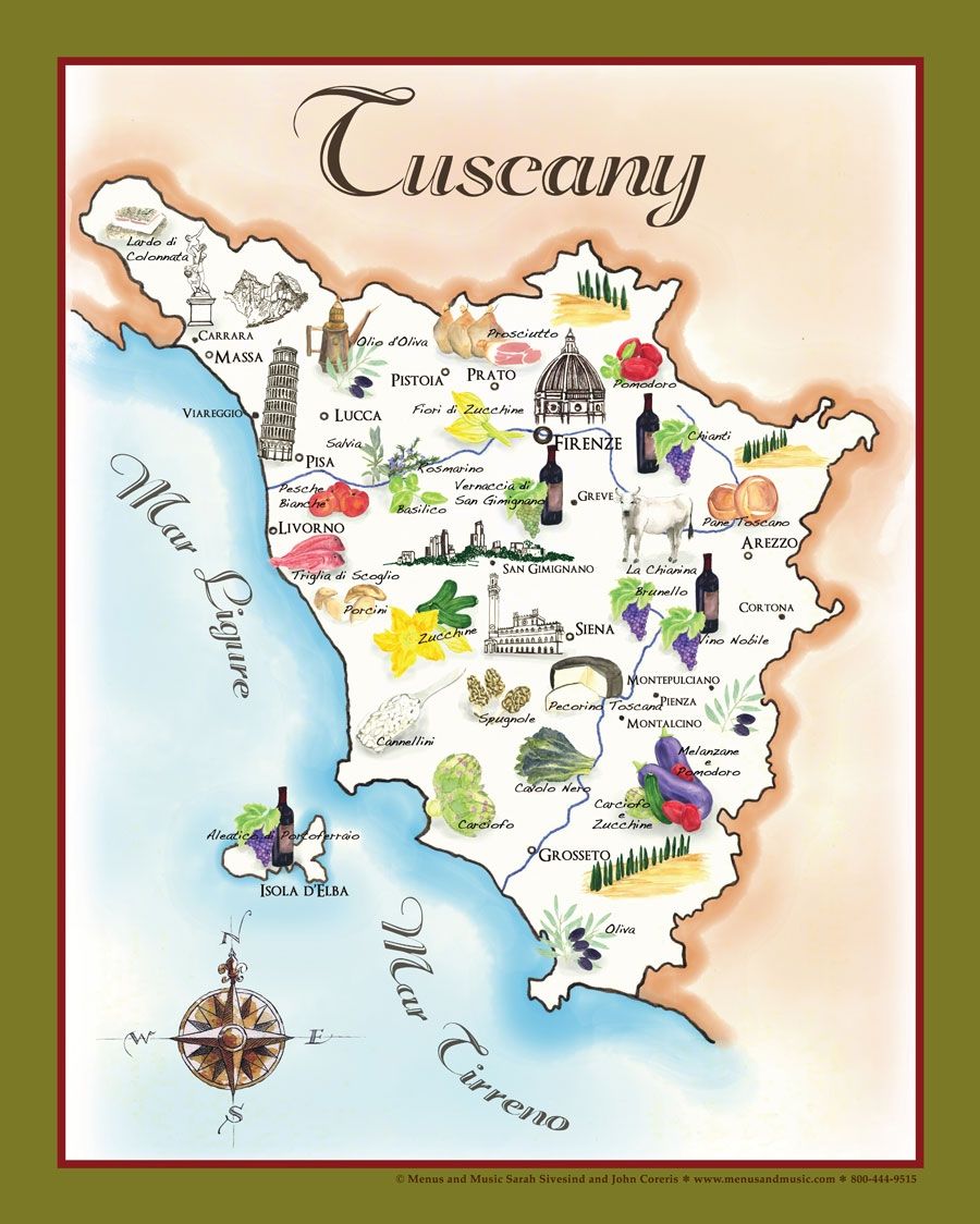 The Bounty of Tuscany Food Map. Tuscany map, Tuscany food, Tuscany