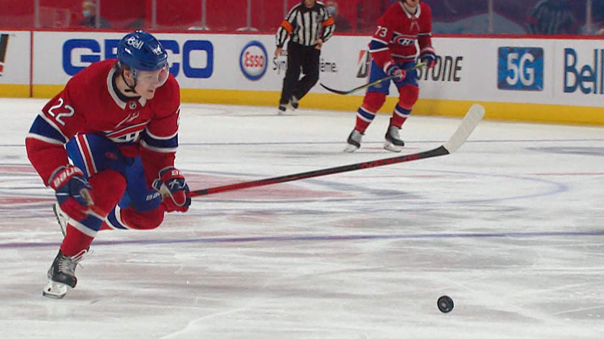 Montreal Canadiens' Cole Caufield knots score vs. Vegas Golden Knights