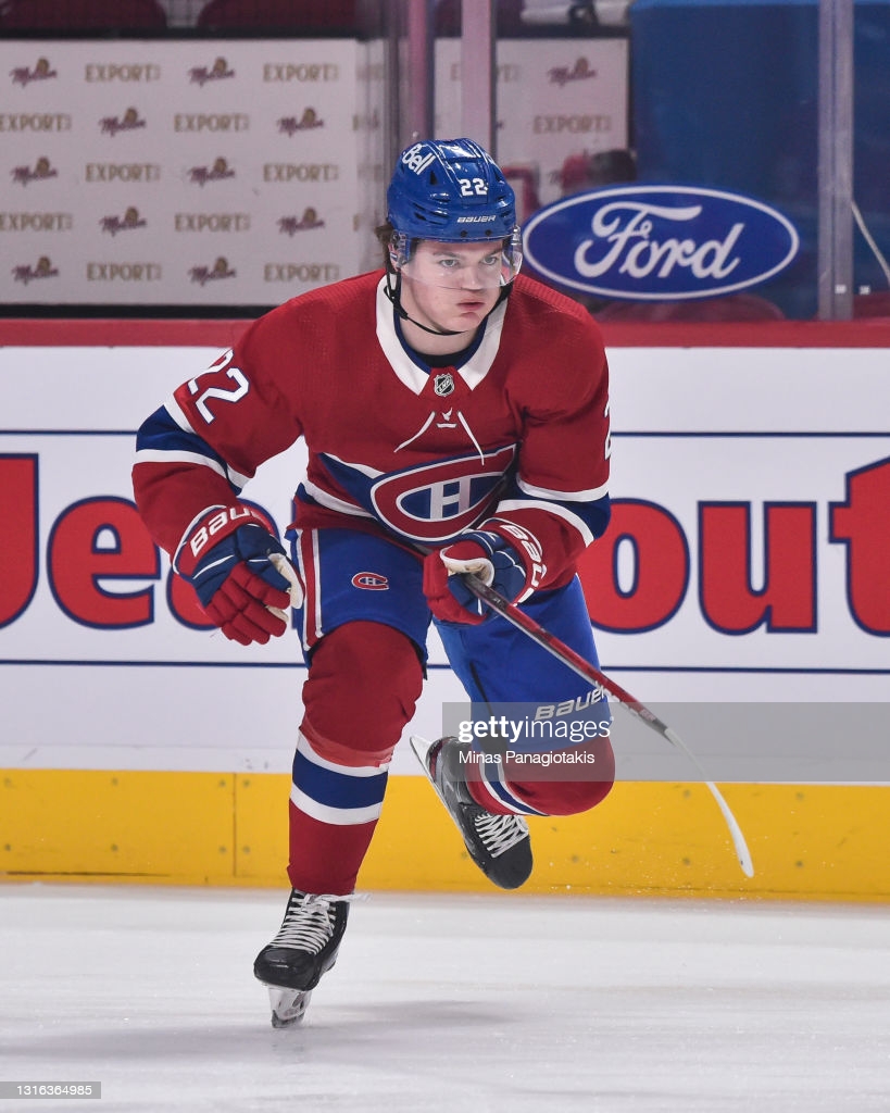 Cole Caufield Of The Montreal Canadiens Skates During Warm Up Prior. News Photo