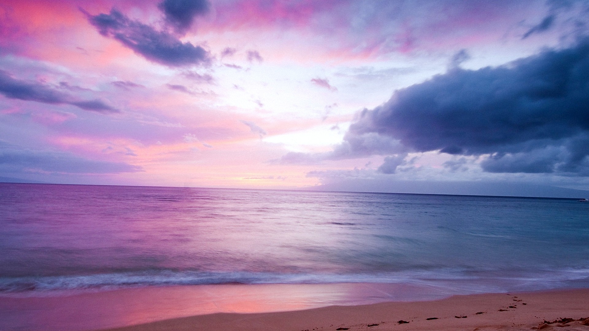 beach, horizon, sunset, reflection, pink, sea