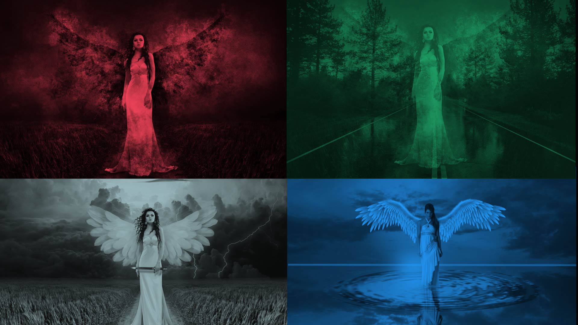 The Four Elements: Fire, Earth, Air & Water.