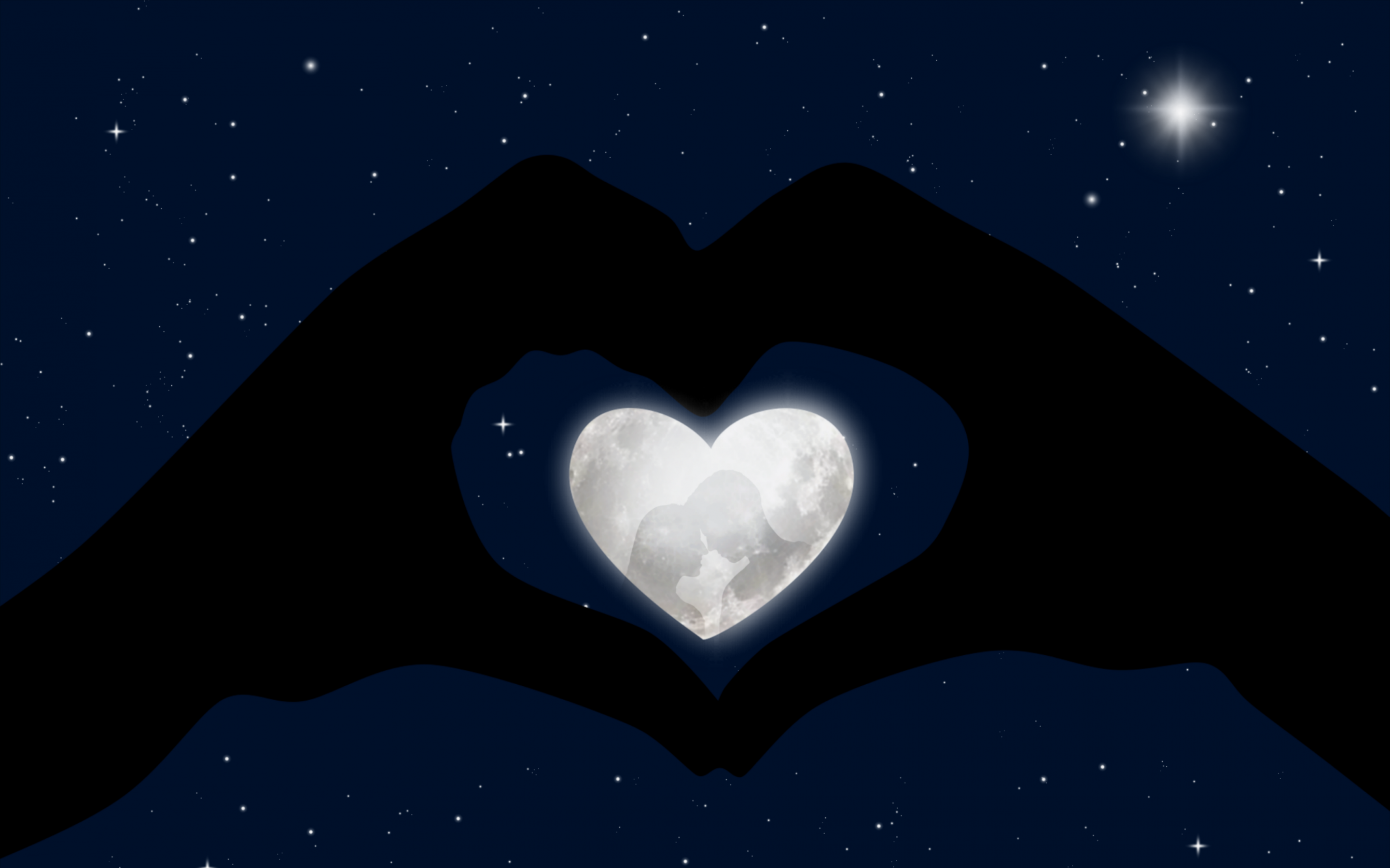 Heart Wallpaper 4K, Stars, Blue background, Hands together, Couple, Love