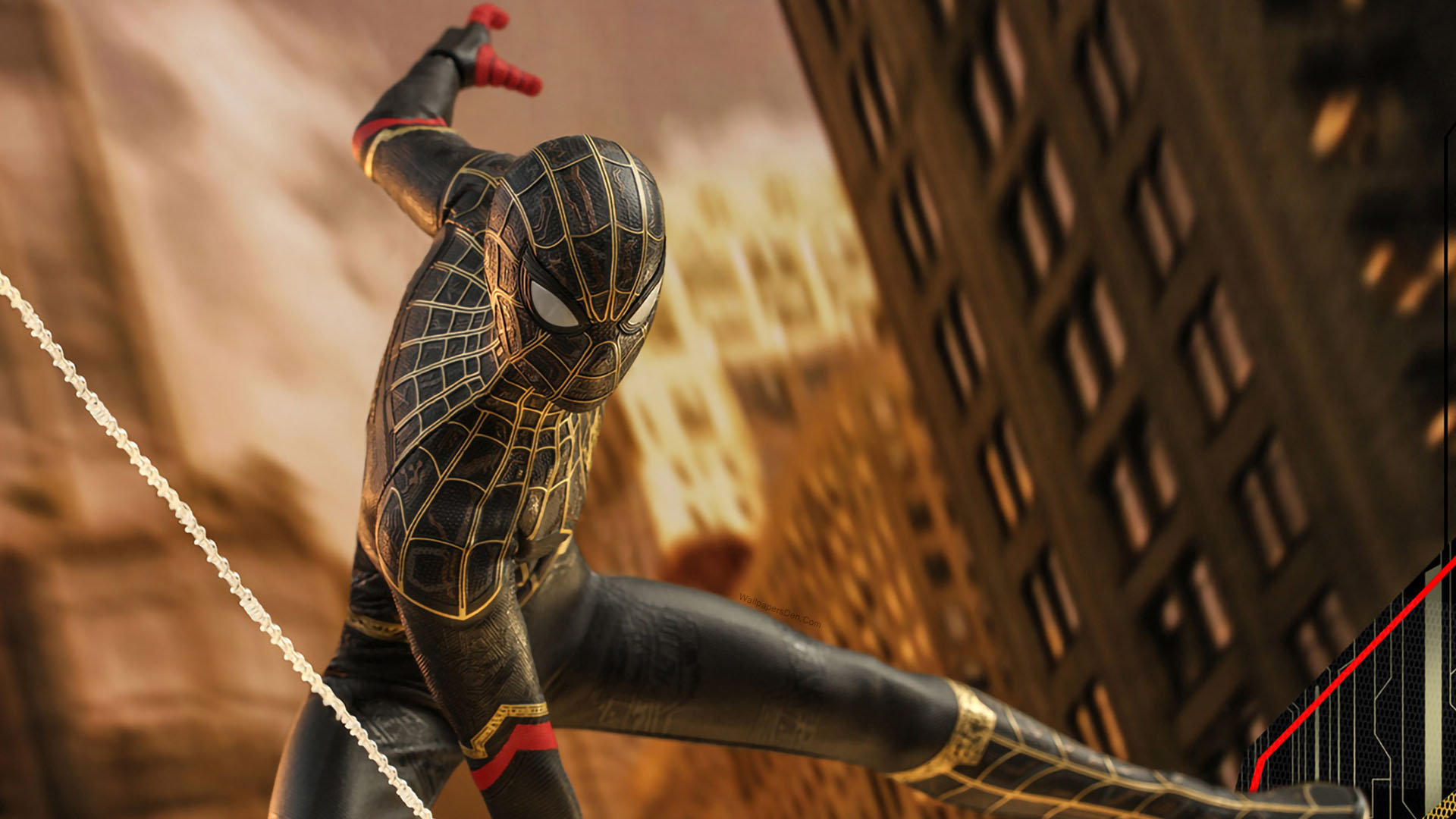 Spider Man Black and Gold Suit No Way Home Concept Art HD Spider Man No Way Home Wallpaper
