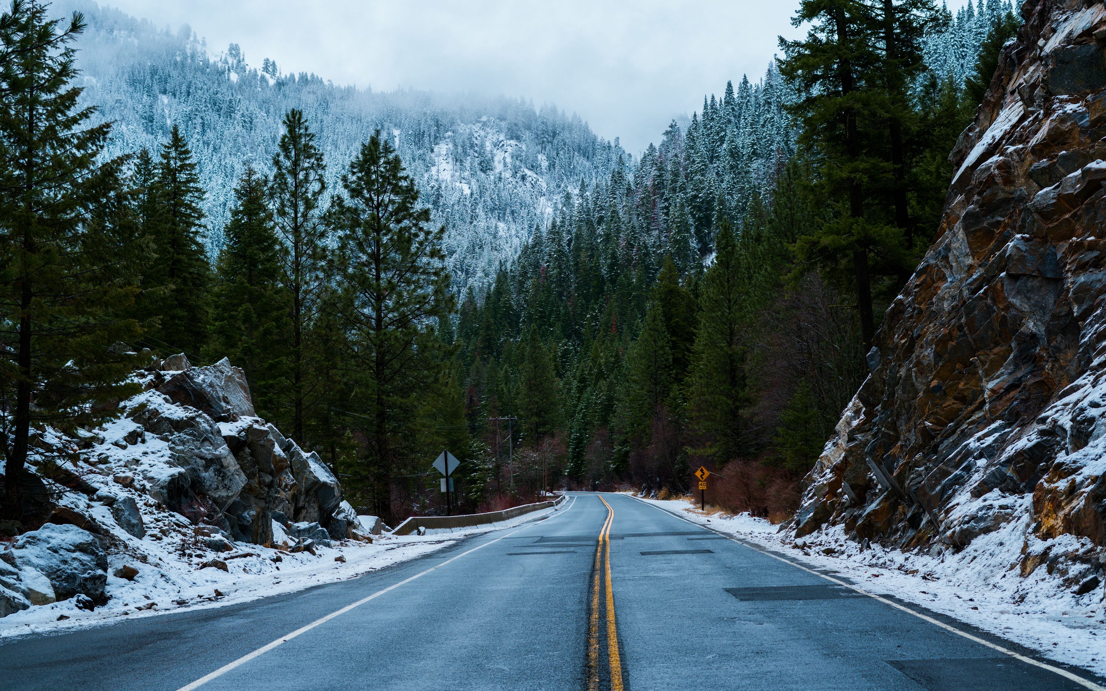 21++ Wallpaper 4k Winter Road