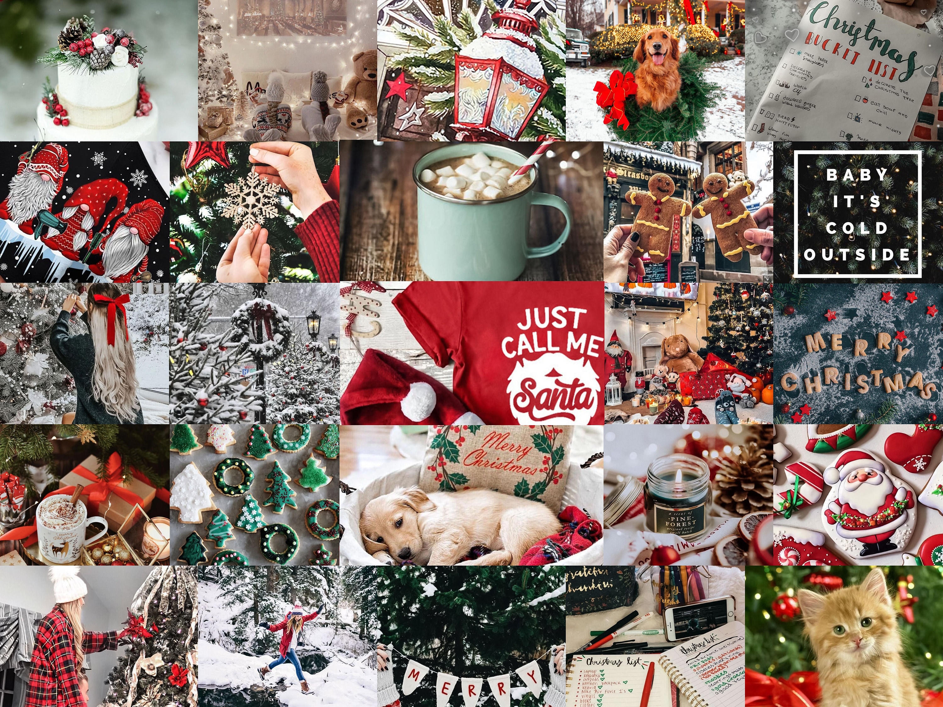 Christmas Collage Kit Aesthetic Room Decor. INSTANT DOWNLOAD